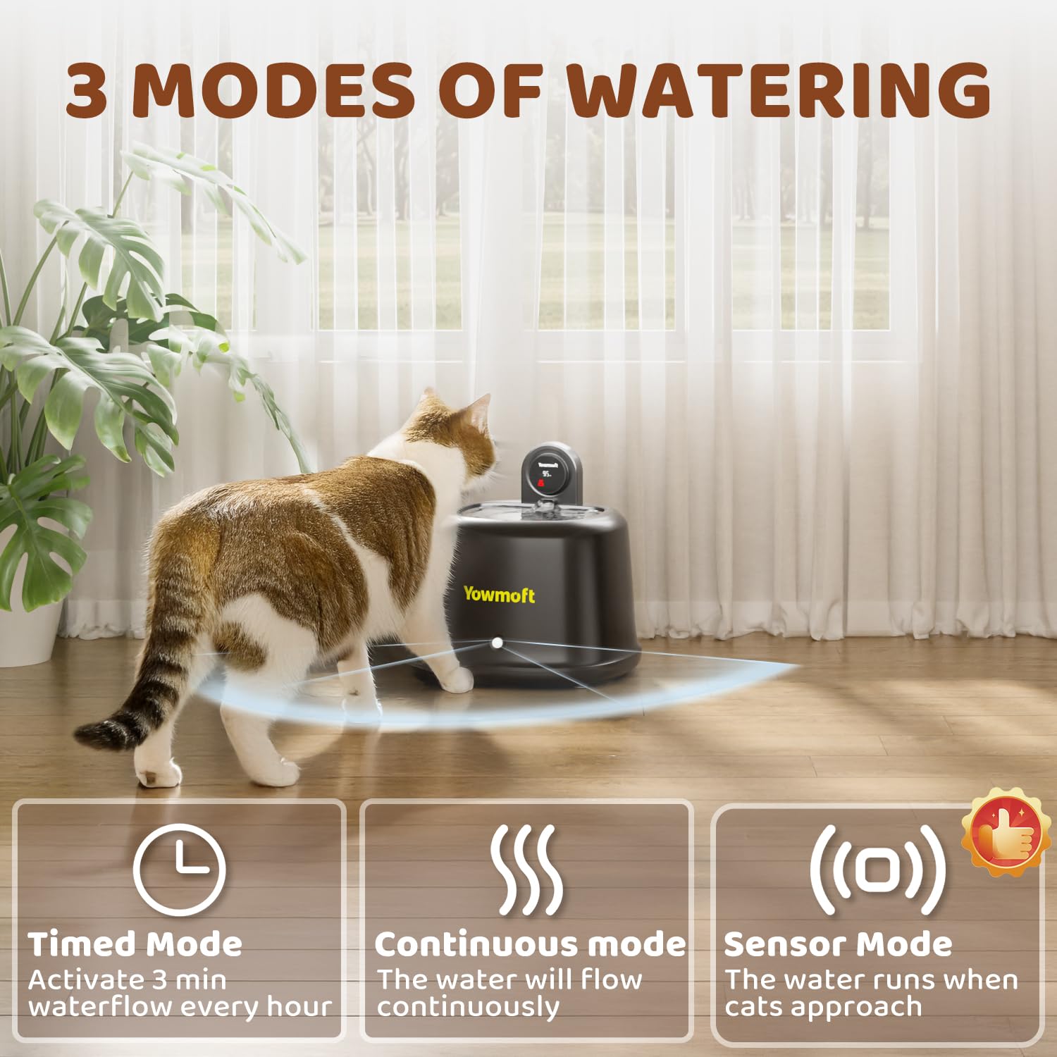 Constant Temperature Wireless Cat Water Fountain, 2.5L/84Oz Water Fountains For Cats Indoor With Quiet Pump & 4 Filters, Cat Fou