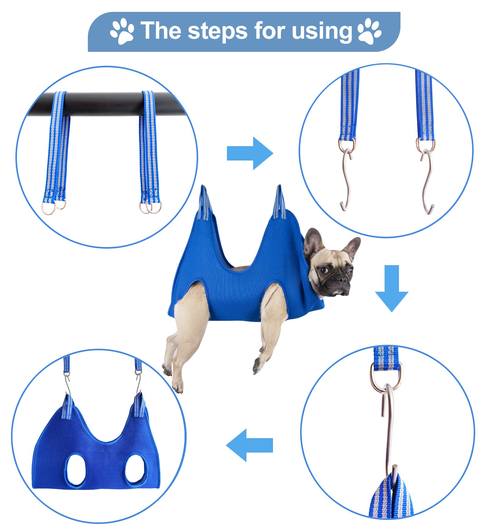 Kkiimatt 10 In 1 Pet Grooming Hammock Harness With Nail Clippers/Trimmer, Nail File, Comb,Dog Nail Hammock, Dog Grooming Sling F