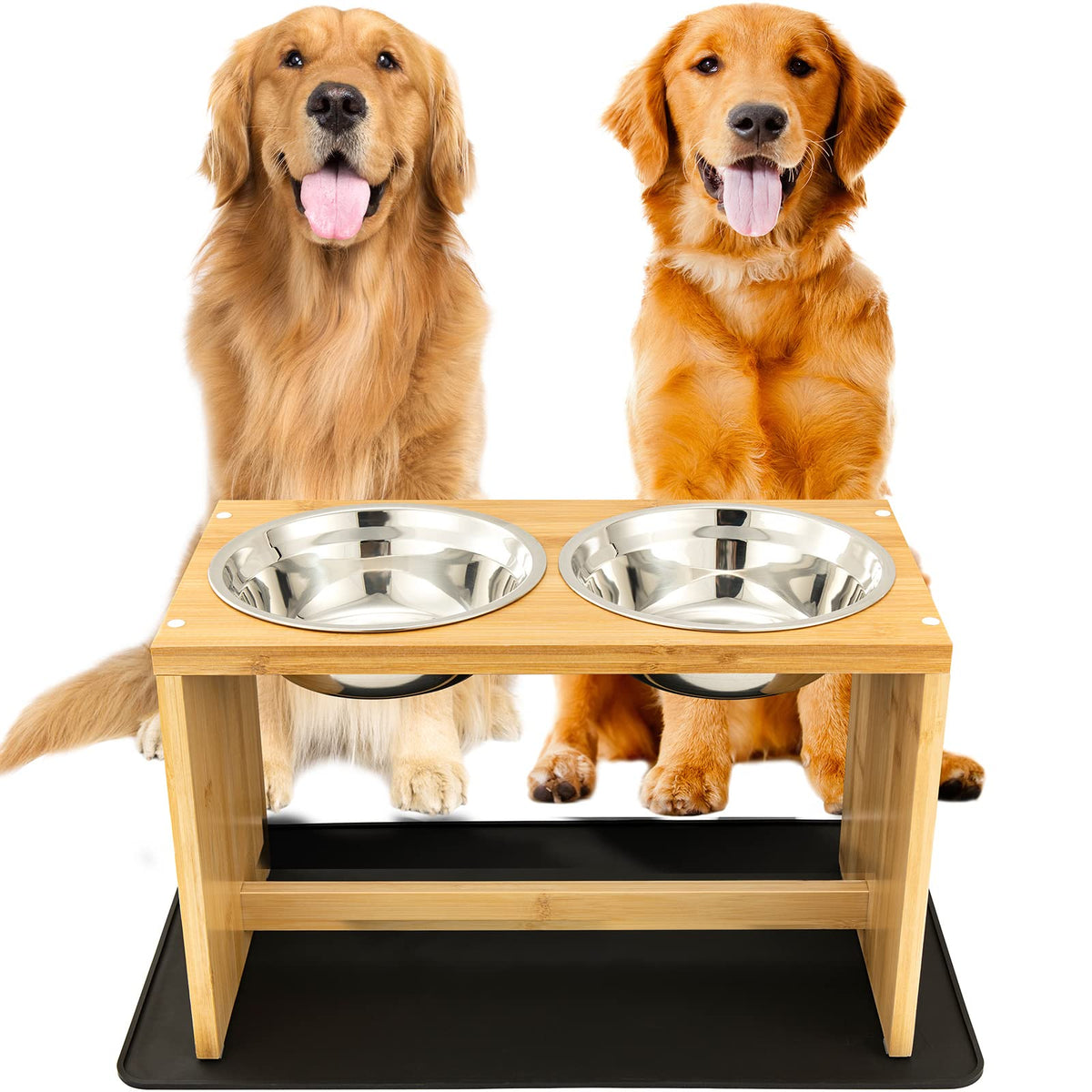 Yangbaga Elevated Dog Bowls, Raised Dog Feeding Station With 2 Bowls, Easy To Clean