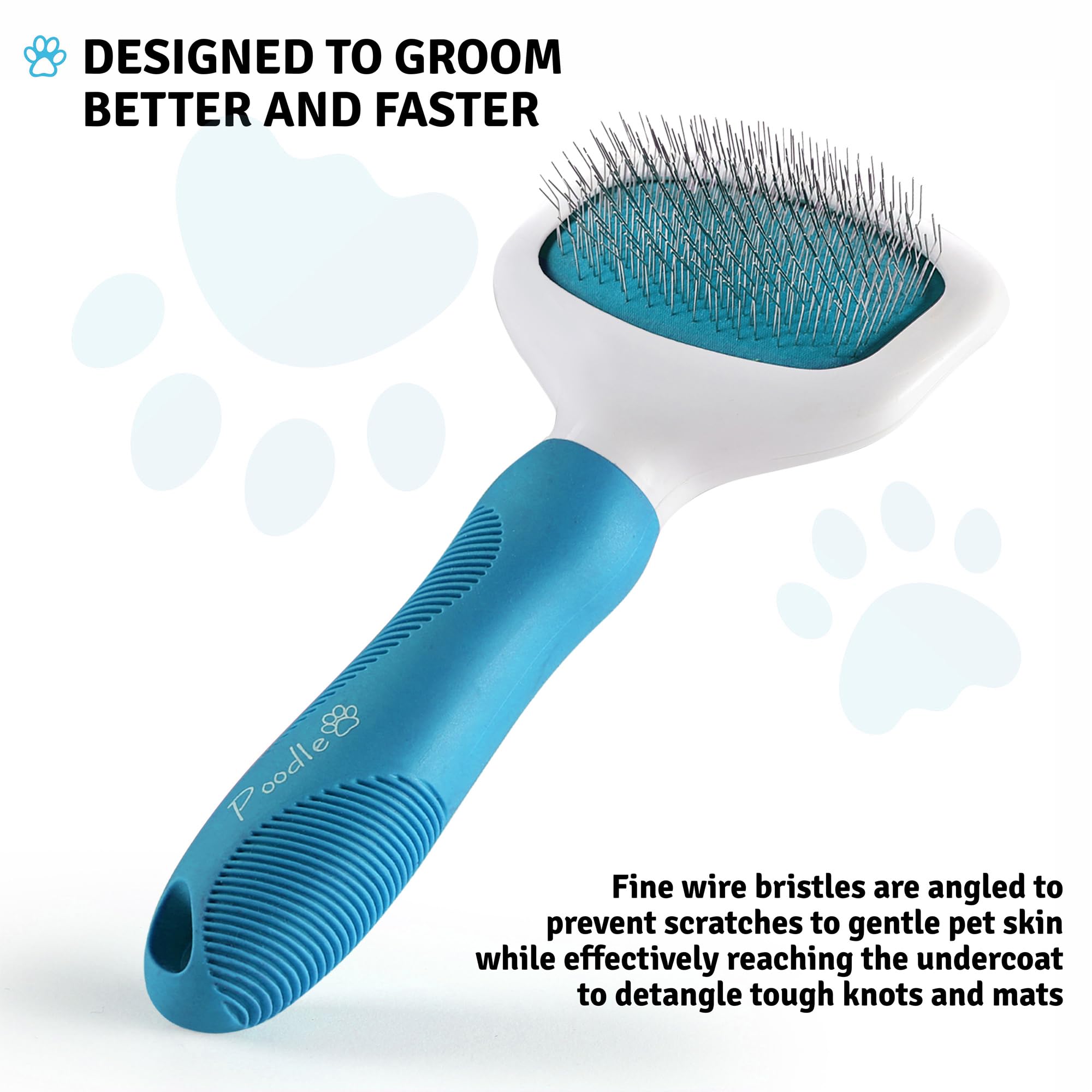 Poodle Pet Slicker Brush - For Dogs, Cats, And Rabbits - Removes Matted Fur, Knots, And Loose Hair - Suitable For Grooming Doodl