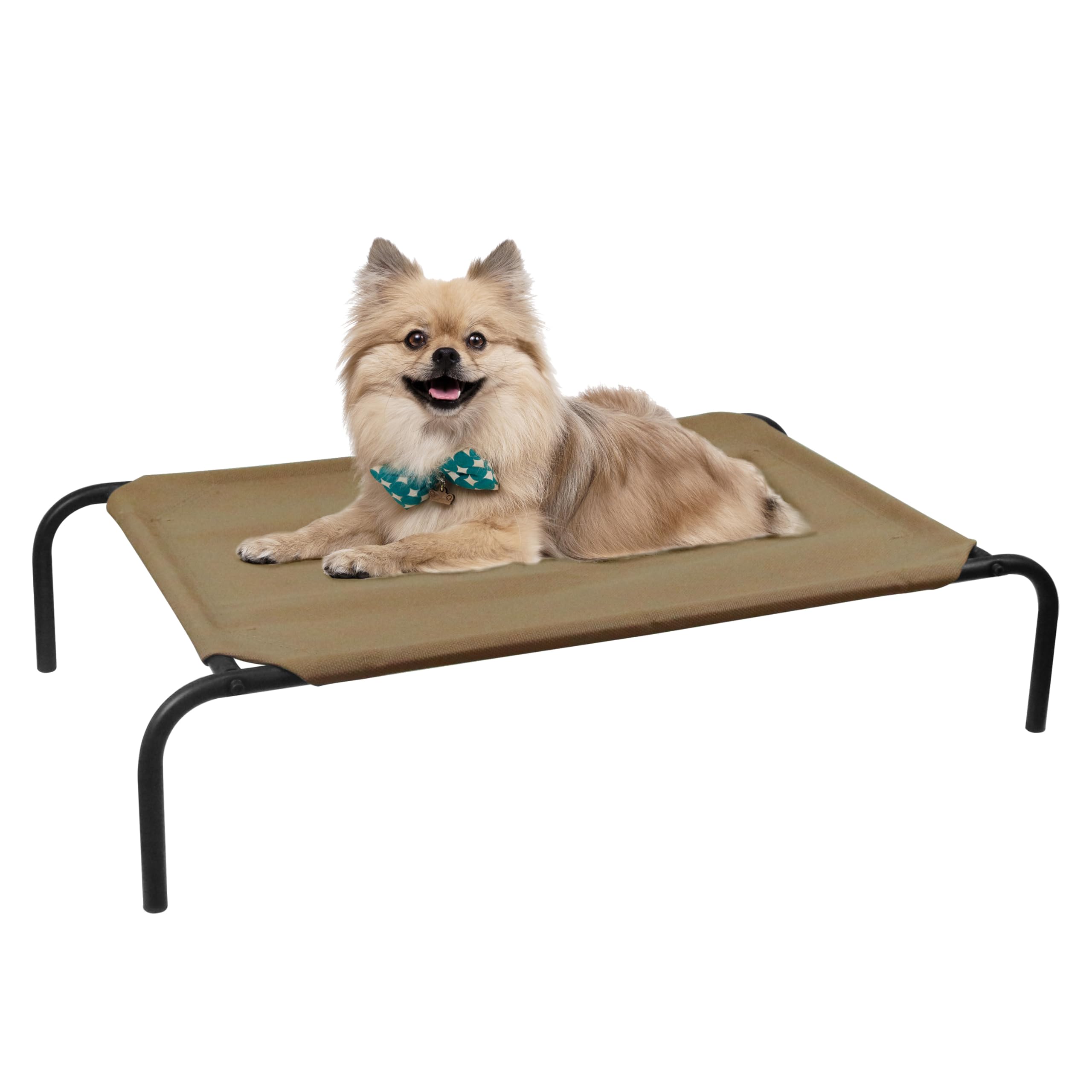 Phyex Heavy Duty Steel-Framed Portable Elevated Pet Bed, Elevated Cooling Pet Cot, 33' L X 19' W X 7.5' H(S, Brown)