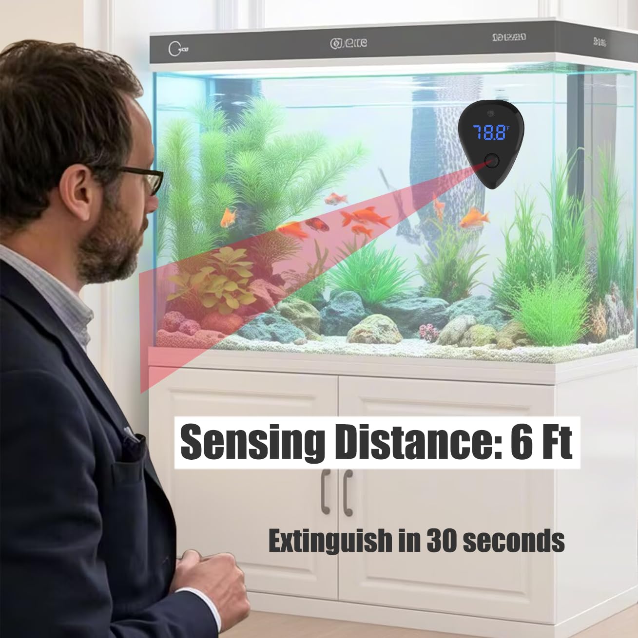 Carefree Fish Aquarium Rechargeable Thermometer Cordless Human Sensor Switch Fish Tank Thermometer Overtemperature Sound Alarm 1