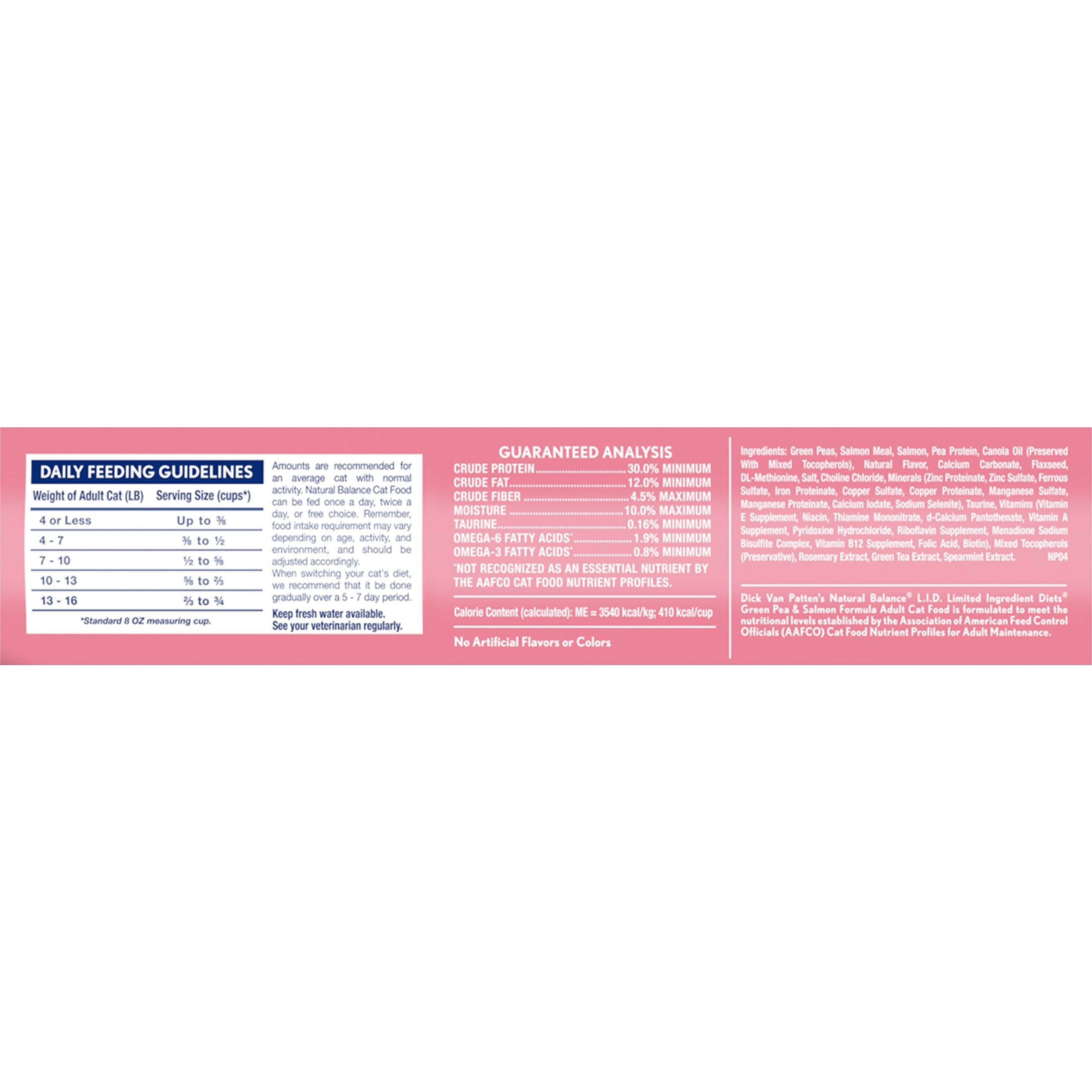 Natural Balance Limited Ingredient Diet Green Pea & Salmon | Grain-Free Dry Adult Cat Food | 5-lb. Bag