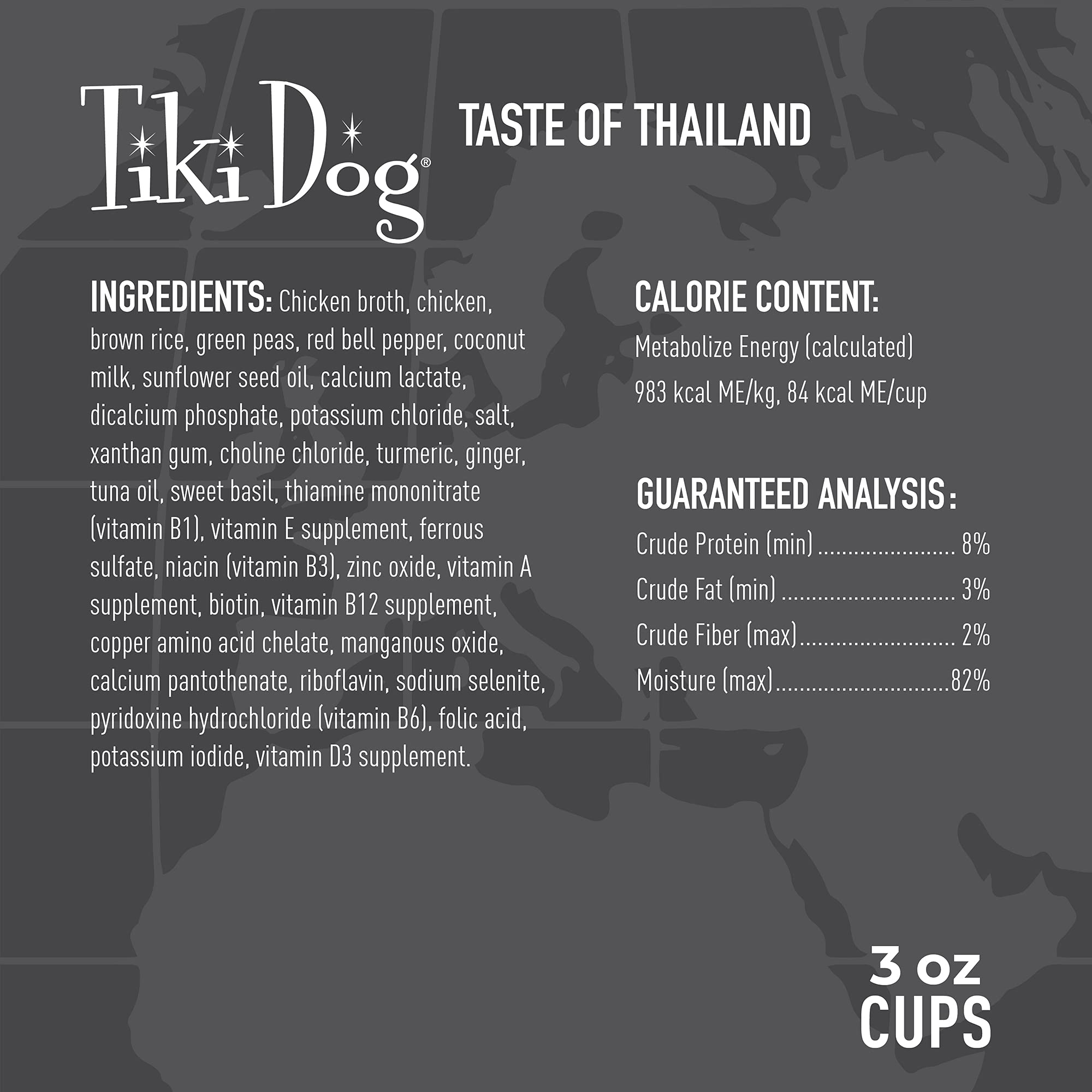 Tiki Dog Taste of The World - Dog Wet Food - Whole Foods - Thailand! Chicken Curry - 3 oz Cup