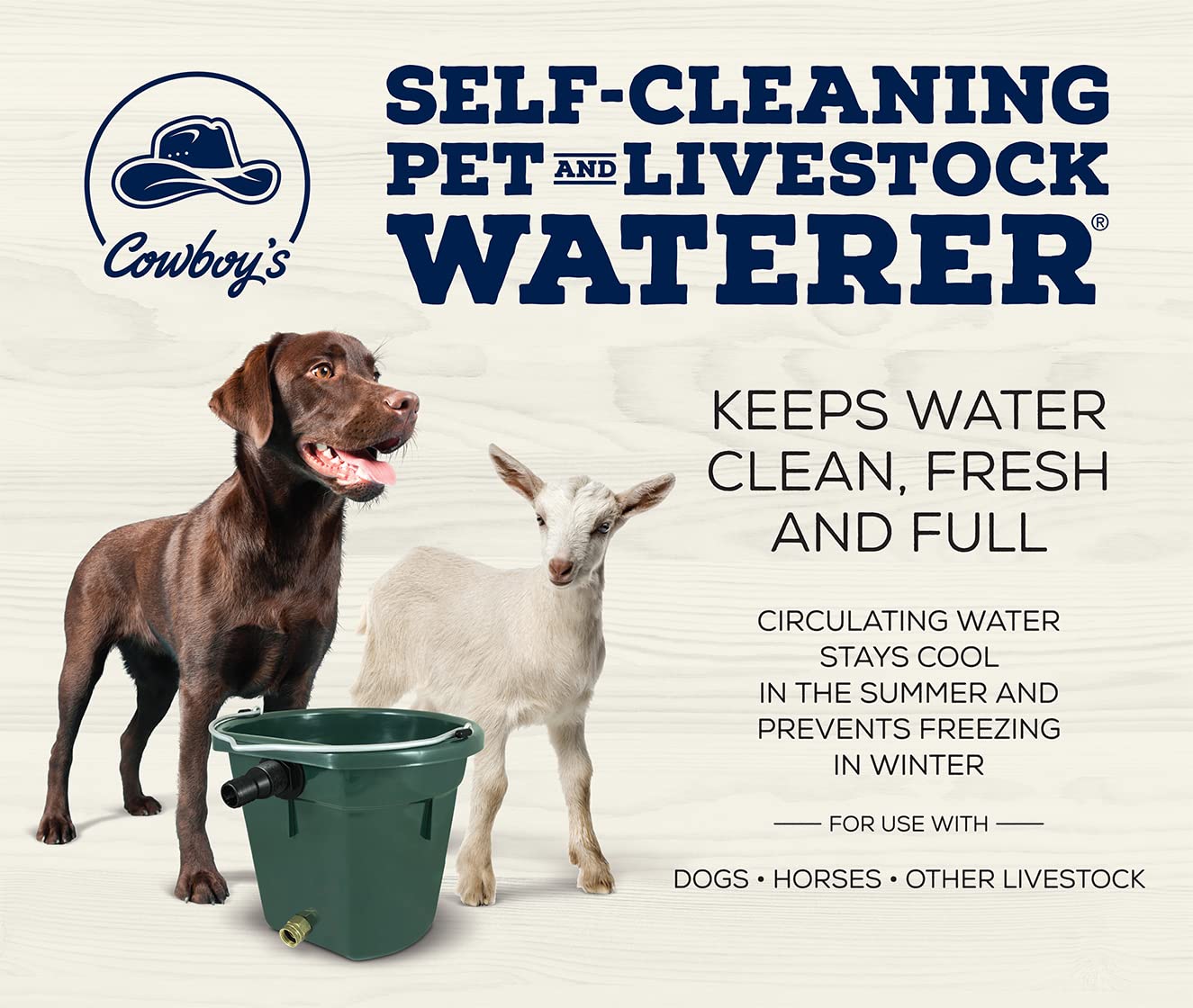 Cowboy'S Self-Cleaning Pet/Dog Waterer (Green)