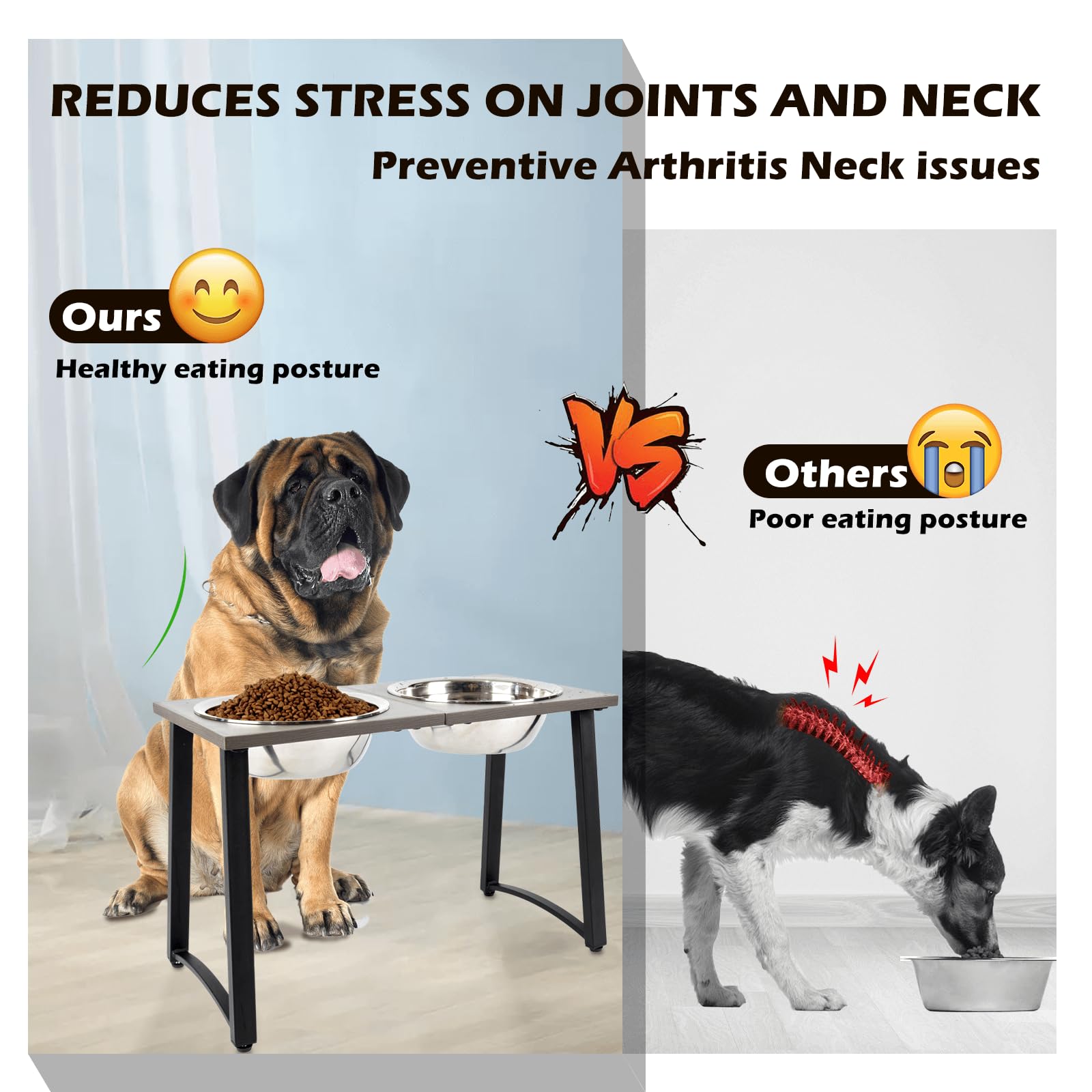 Adengl Elevated Dog Bowls For X-Large & Large Dogs, 16    Tall Raised Feeder Stand With 2  3000Ml Stainless Steel Bowls And Slow