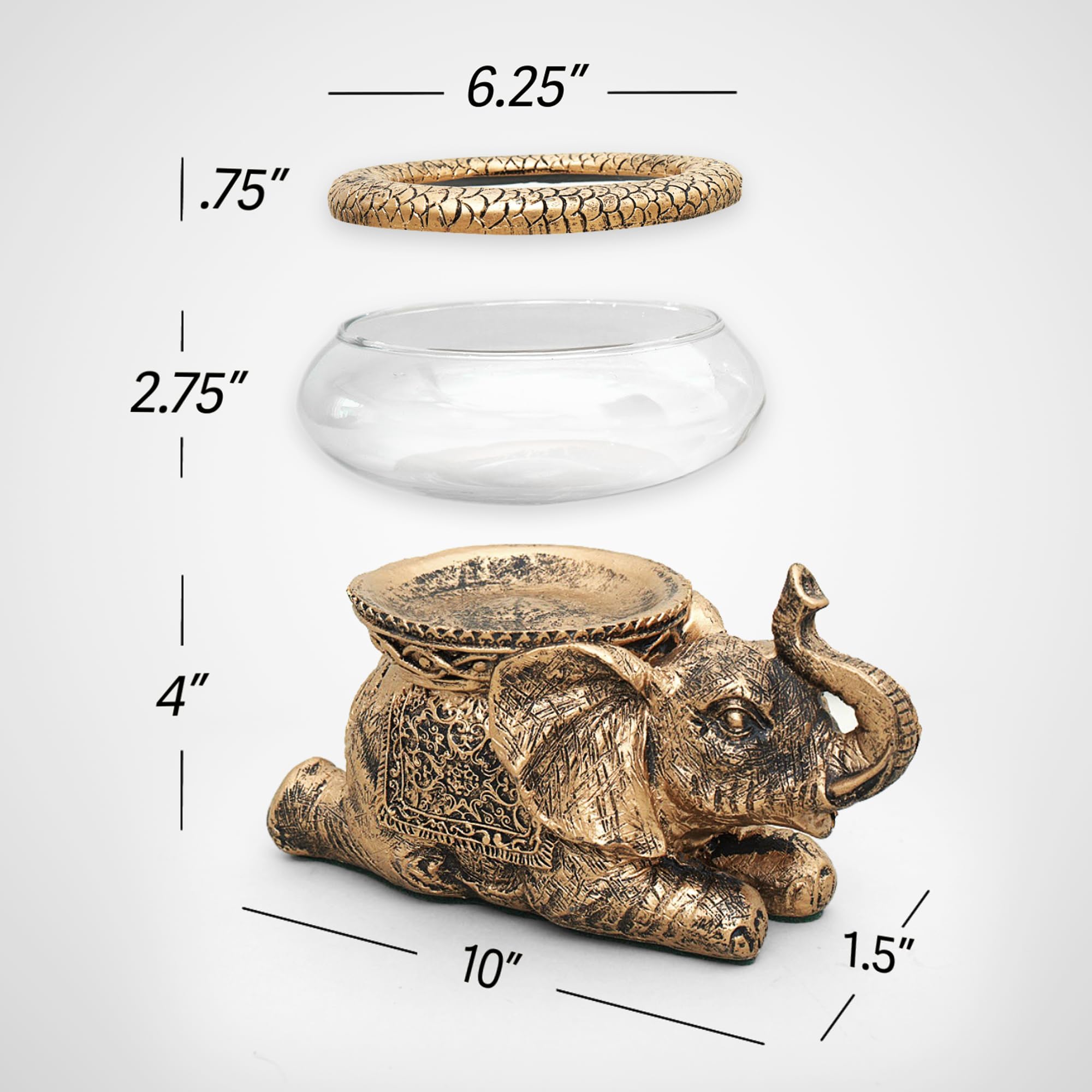 New Mystical Mermaid Decorative Gold Antiqued Glass Fish Bowl Tabletop Aquarium Or Terrarium Or Candle Holder, New 1 Gallon Size