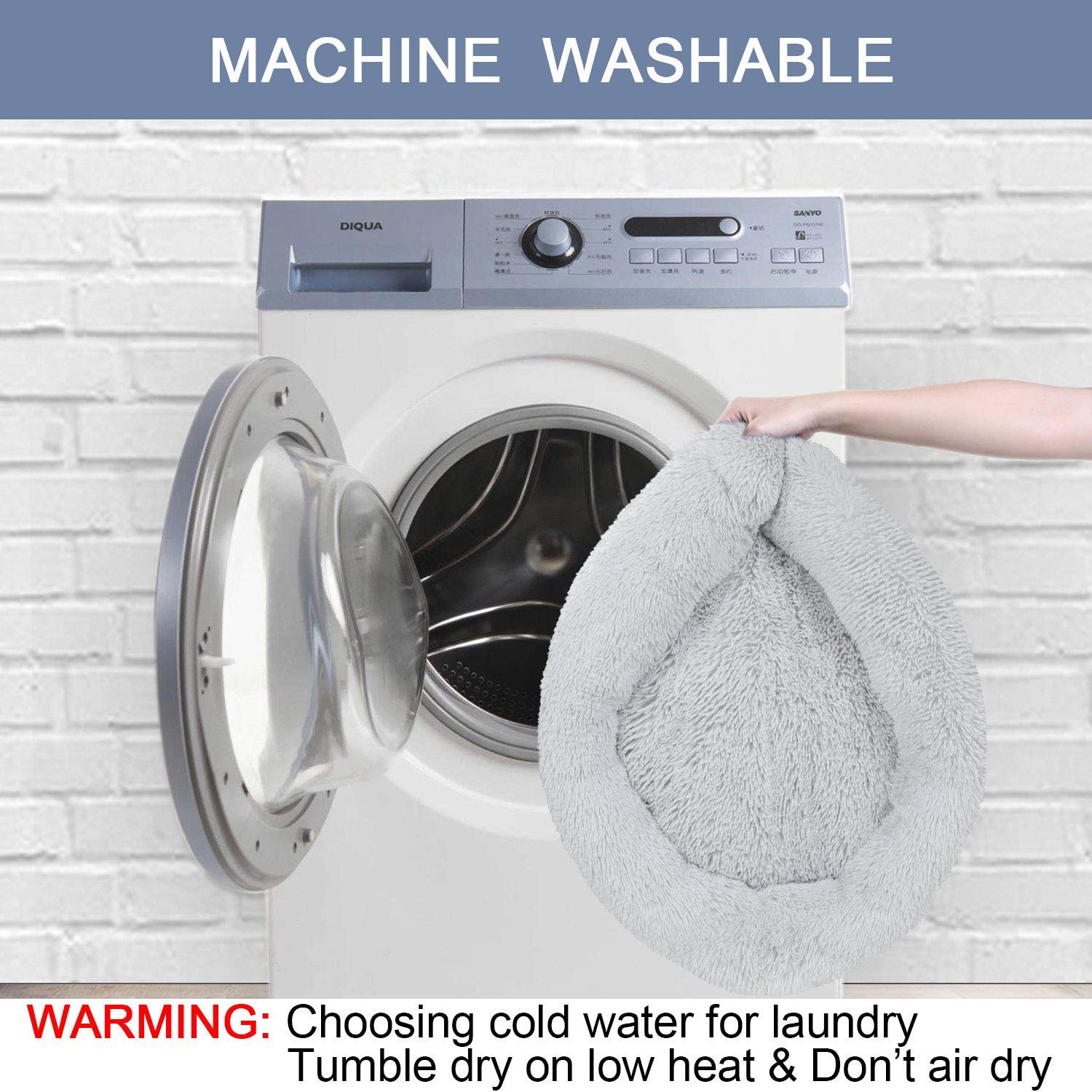 Kimpets Dog Bed Calming Dog Beds For Small Medium Large Dogs - Round Donut Washable Dog Bed, Anti-Slip Faux Fur Fluffy Donut Cuddler Anxiety Cat Bed(20')