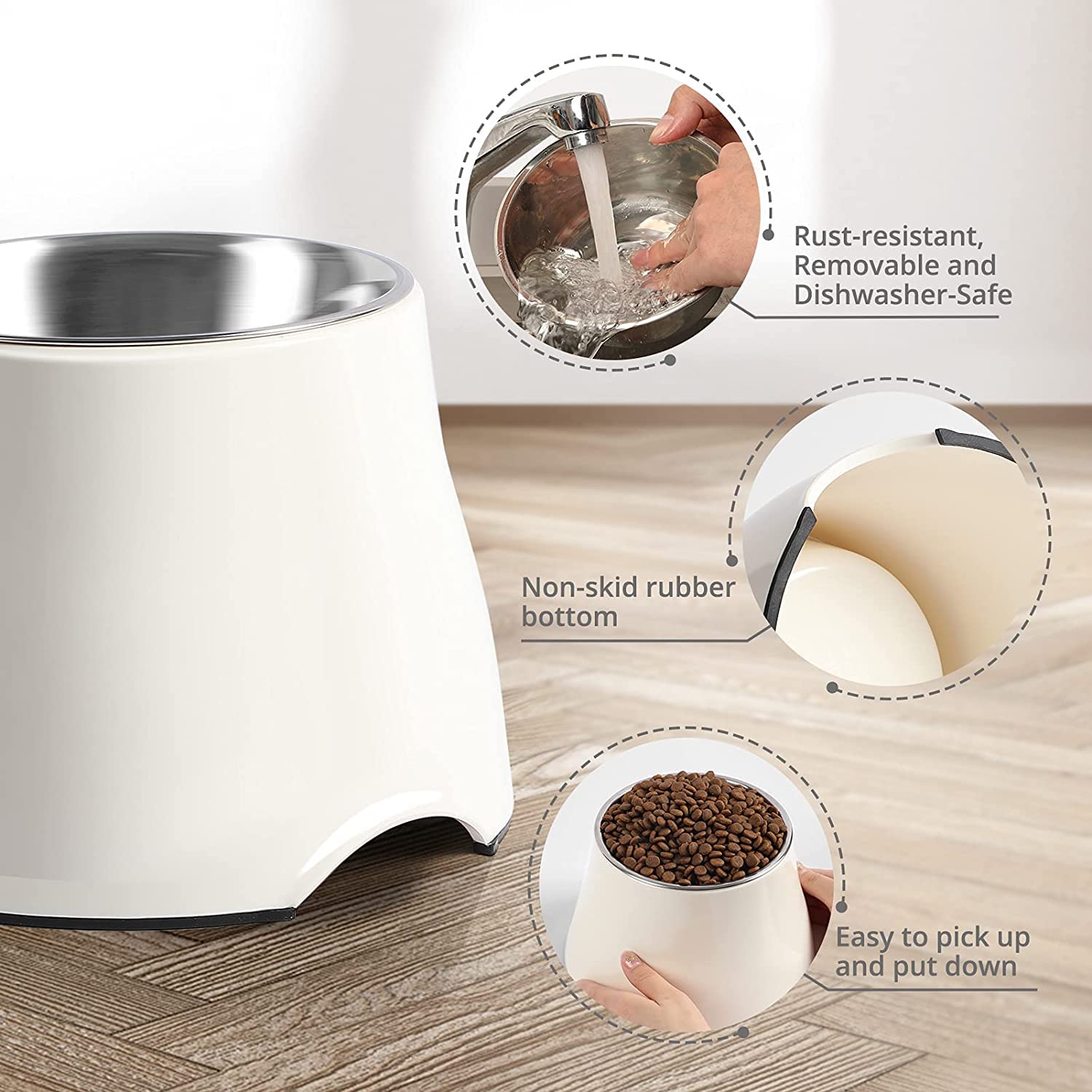 Yoken Sturdy Elevated Dog Bowls 2 Packs, Prevention of Vertebrae Disease, Non-Slip, High Capacity, Colorful Raised Bowls for Med