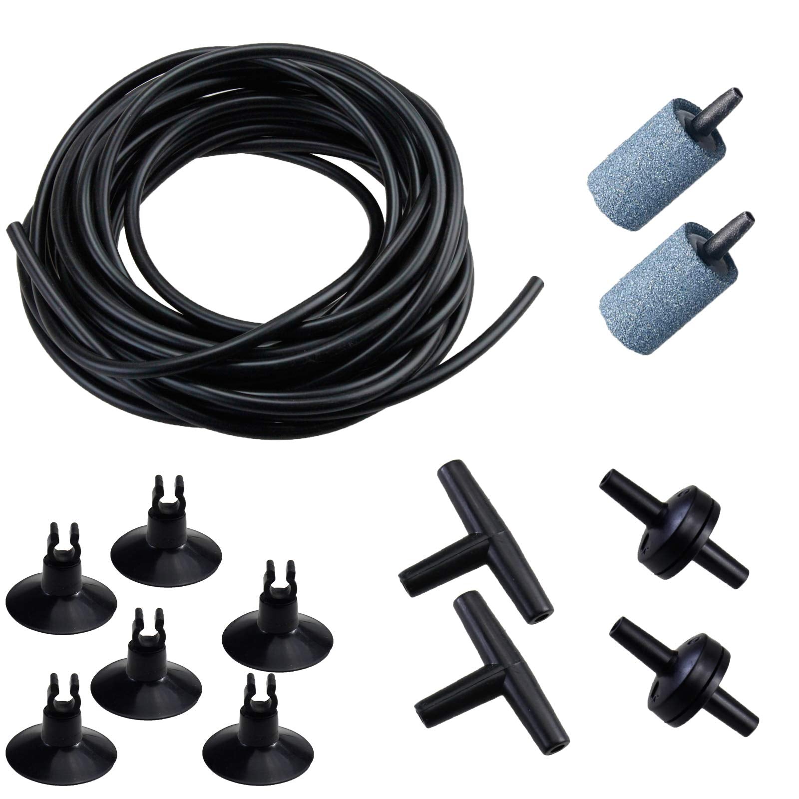 AQUANEAT 14Feet Aquarium Airline Tubing, Standard 3/16 '' Tubing, Air Pump Accessories,with Air Stones, Check Valves, Suction Cu
