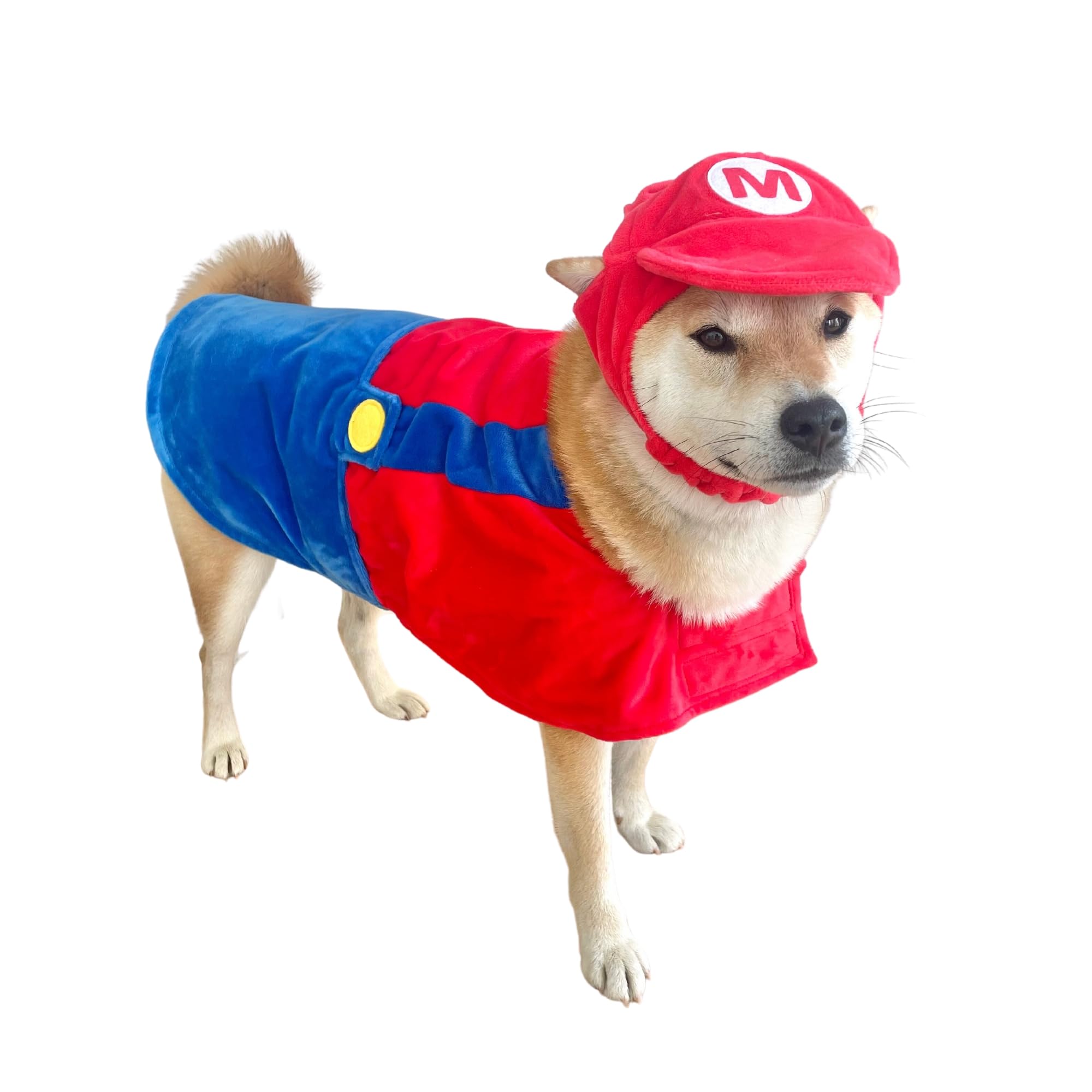 Comfycamper Hat And Suspenders Dog Costume - X Large Medium Small Lab Star Space Cosplay Halloween Costumes, Medium, Red