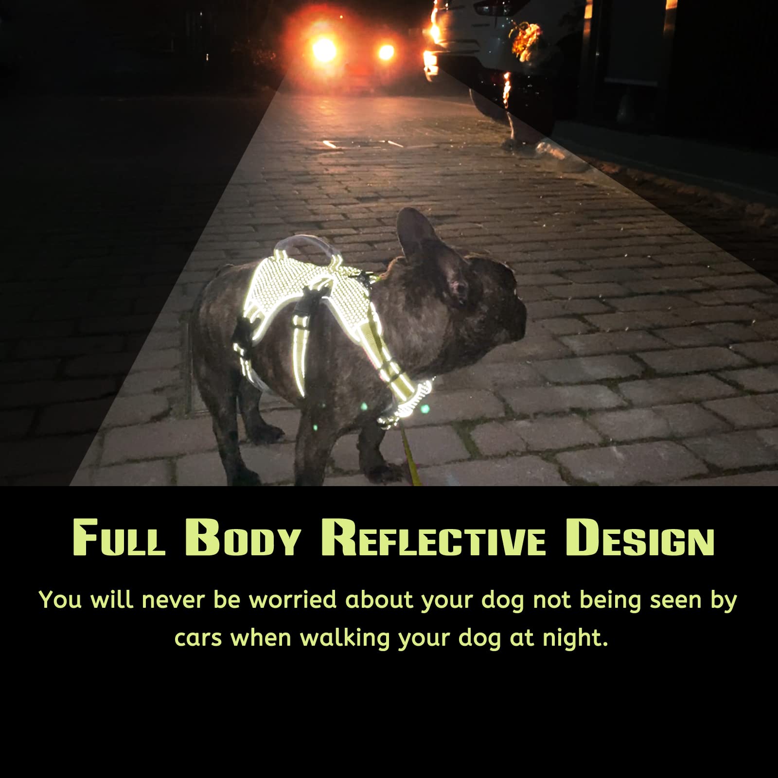 No Escape Dog Harness, Escape Proof Harness, Fully Reflective Harness With Padded Handle, Breathable,Durable, Adjustable Vest For Medium Dogs Walking, Training, And Running Gear Green (Medium)