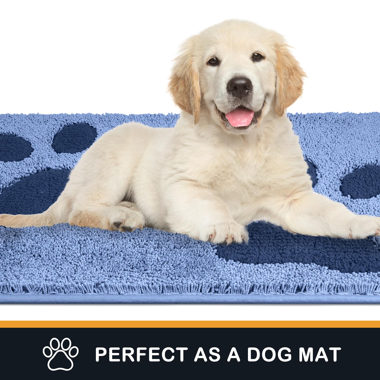 Purrugs Dirt Trapper Door Mat 24' X 35.5', Non-Skid/Slip Machine Washable Microfiber Entryway Rug, Dog Door Mat, Super Absorbe