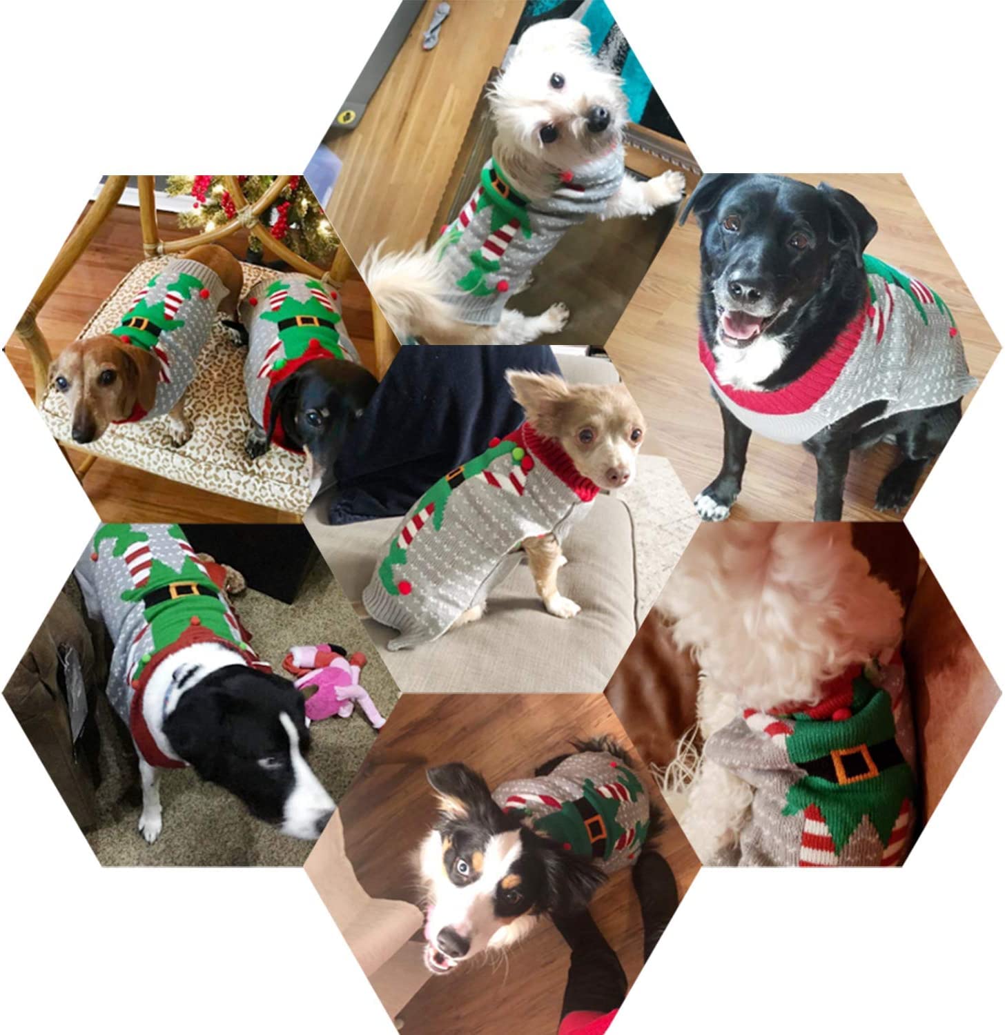 Nacoco Christmas Dog Sweater Ugly Elf Pet Jumper Clown Holiday And Party For Dog And Cat (L)