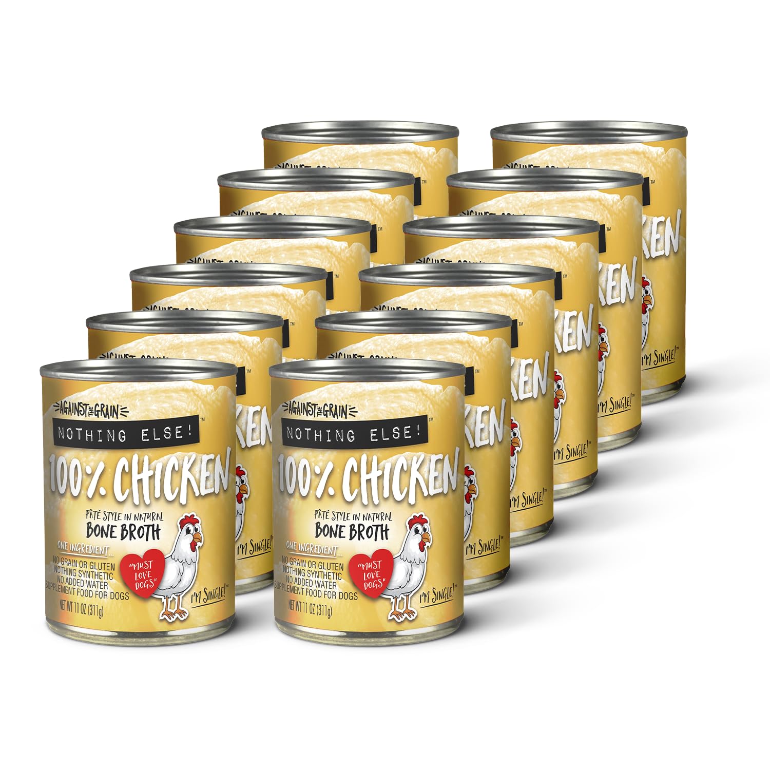 Evangers Against The Grain Nothing Else - One Ingredient: Chicken Canned Dog Food - 12, 11 oz Cans