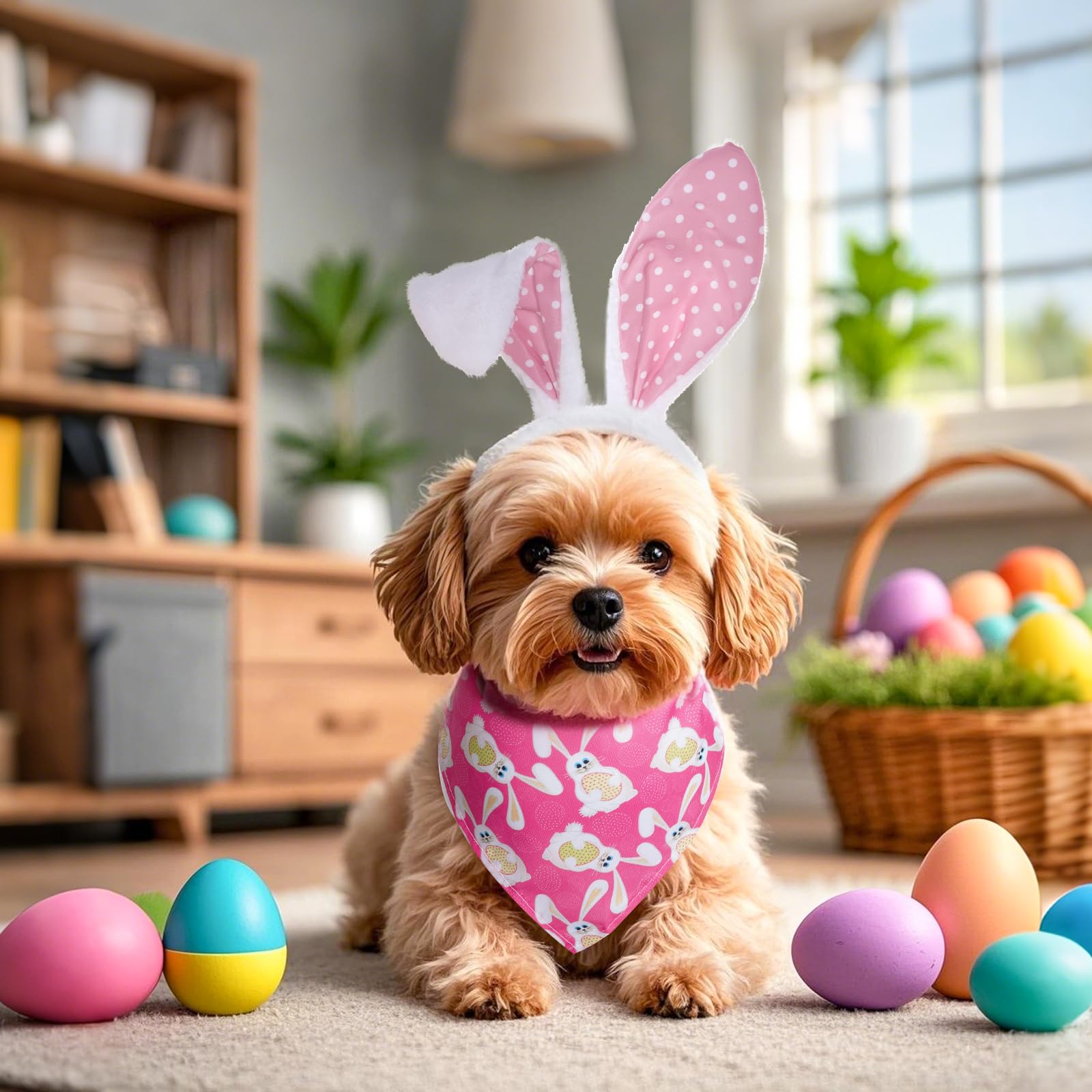 Choyaxo Dog Easter Costume Including Bunny Ears Headband Bandana