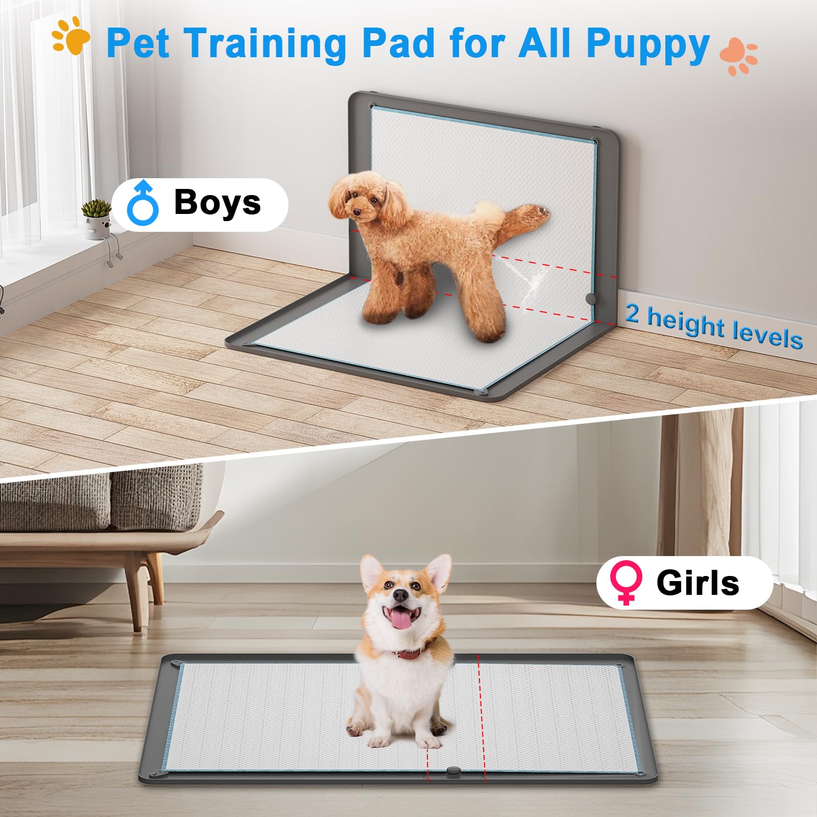 Puppy Pee Pads Holder For Dog Training Pads, Soft Potty Pads Tray With High Edge Leakproof For Floor Protect, 24' X 35' Non-Sk