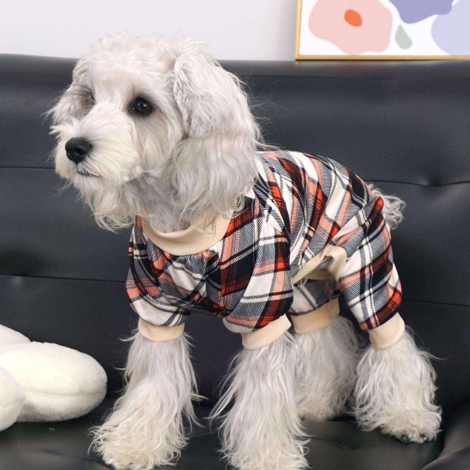 Xpudac Dog Pajamas Soft Strechy Plaid Doggie Clothes For Small Medium Girl Boy Cat Apparel-2Xl