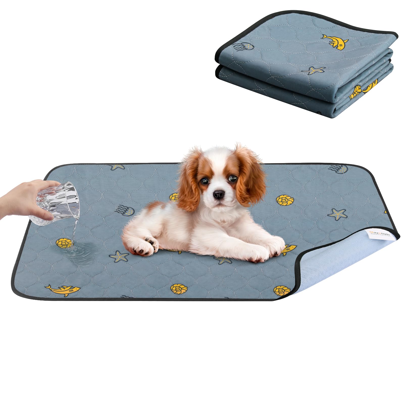Maxetodo 31x36 2pack Reusable Dog Pads & Washable Puppy Pee Pads with 2 Straps,Super Absorbent,Leak-Proof & Machine Washable Pet