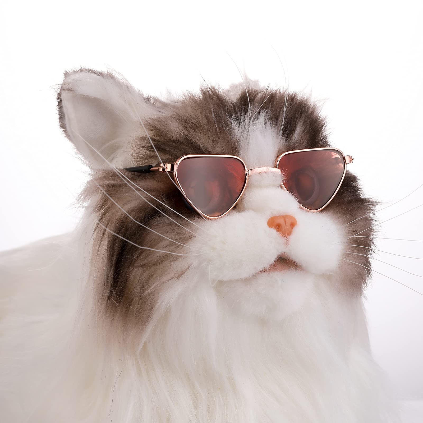 Molain Cat Sunglasses- Pet Puppy Uv Protection Sunglasses Dolls Sun Glasses  Small Dog Cosplay Photo Props Cute Sunglasses (4Pcs-Heart Sunglasses) -Like New