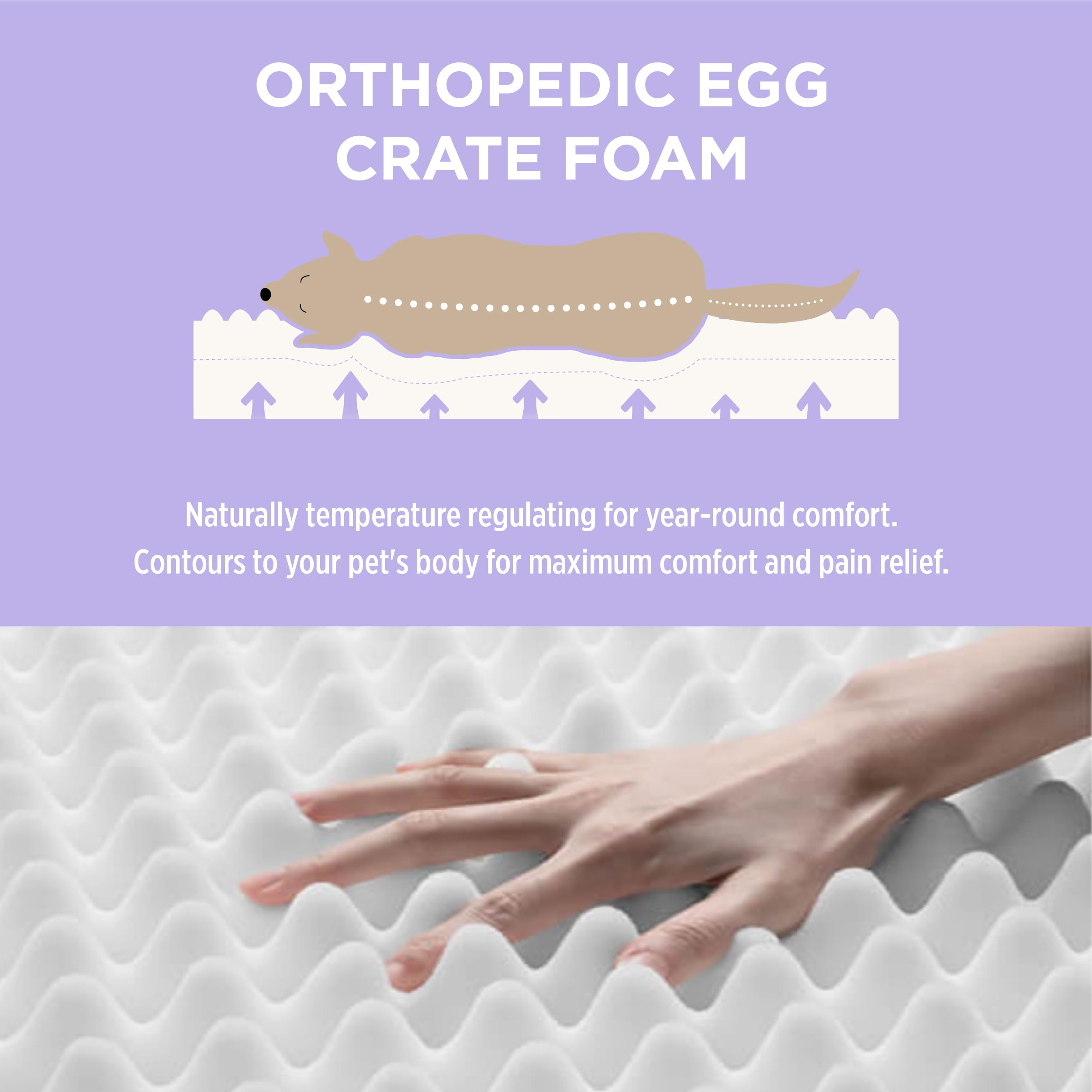 Lesure Outdoor Waterproof Dog Crate Bed Large Sized Dog, Orthopedic Egg Crate Foam Pet Bed With Oxford Fabric Surface And Remova