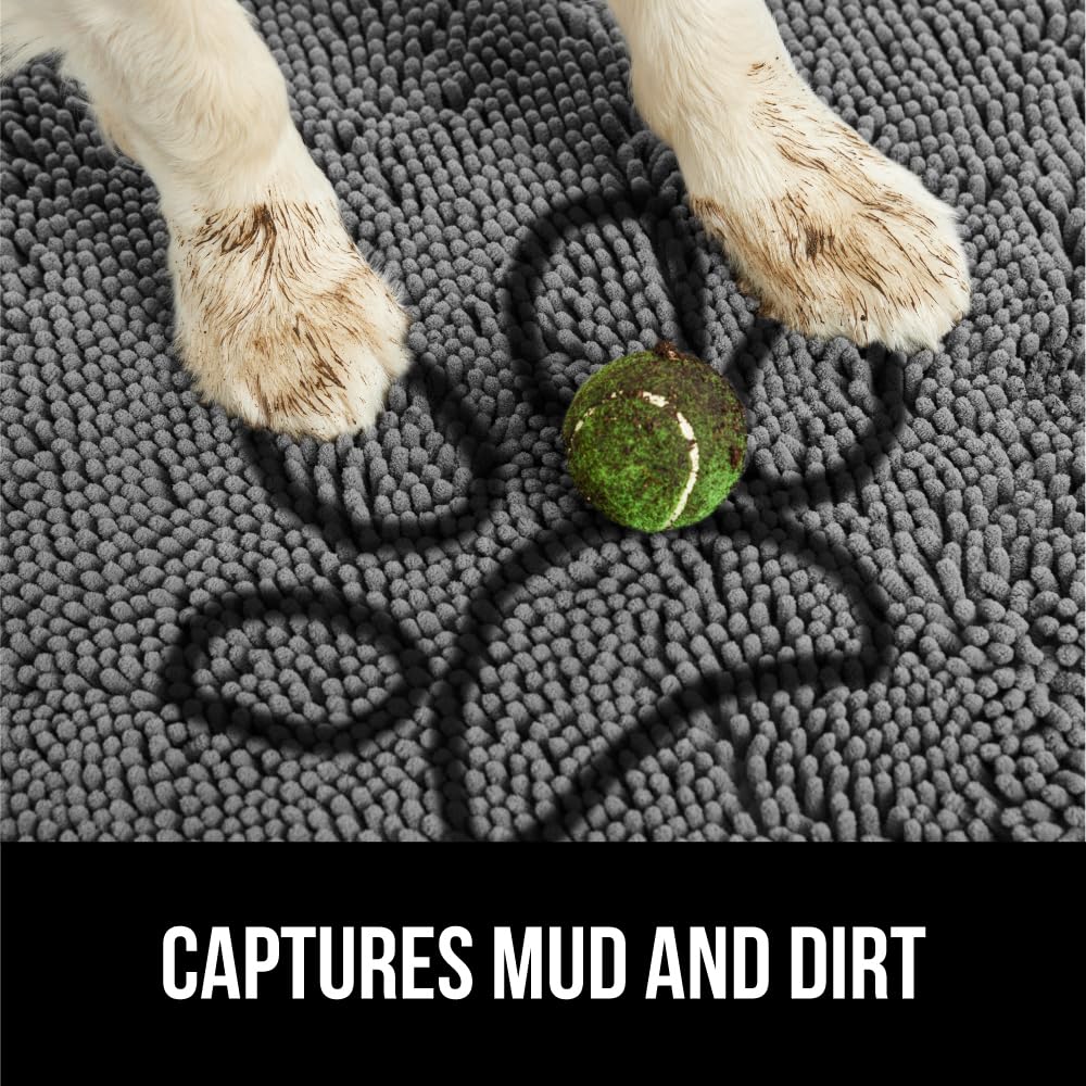GORILLA GRIP Ultra Absorbent Grippy Doormat for Muddy Dog Paws, 30x20 Machine Washable Soakstopper Rugs Cleaner Floors, Bed Mat