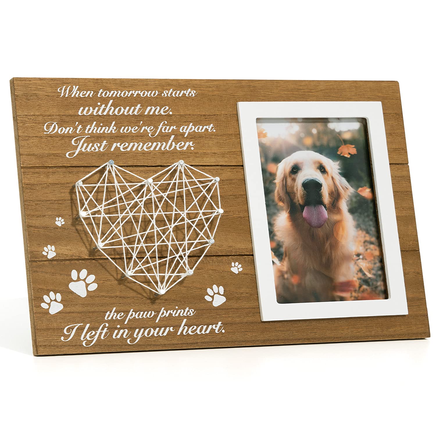 Pet Memorial Gifts, Pet Loss Memorial Frame Leave Paw Prints On Our Hearts, Paw Prints Sympathy Frame Gift For Loss Of Dog And C