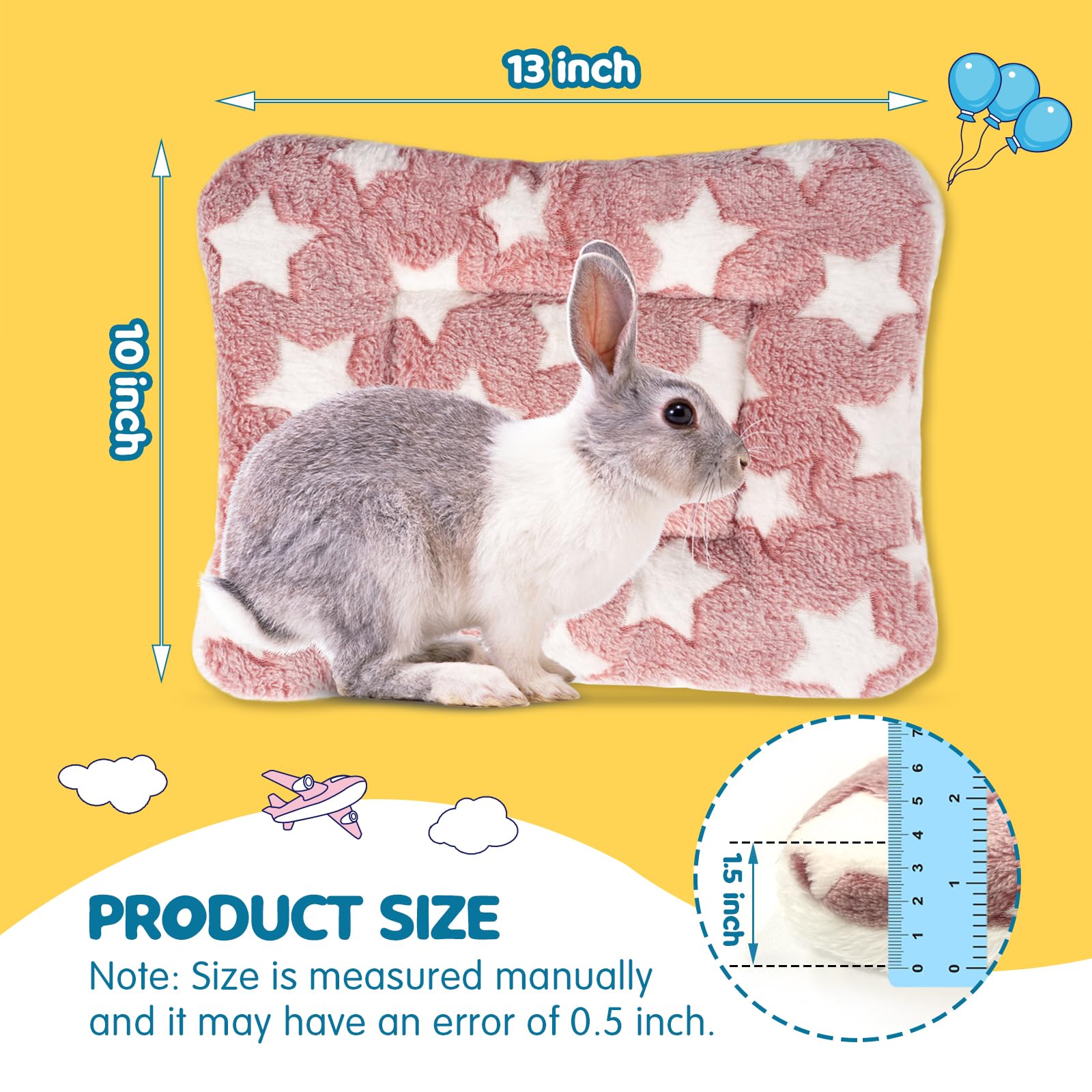 ARCTIC EAGLE 2 Pack Bunny Bed - 10 x 13 Inch Rabbit Pee Pads Bedding - Washable and Thickness Upgrade (Gray & Pink,M)