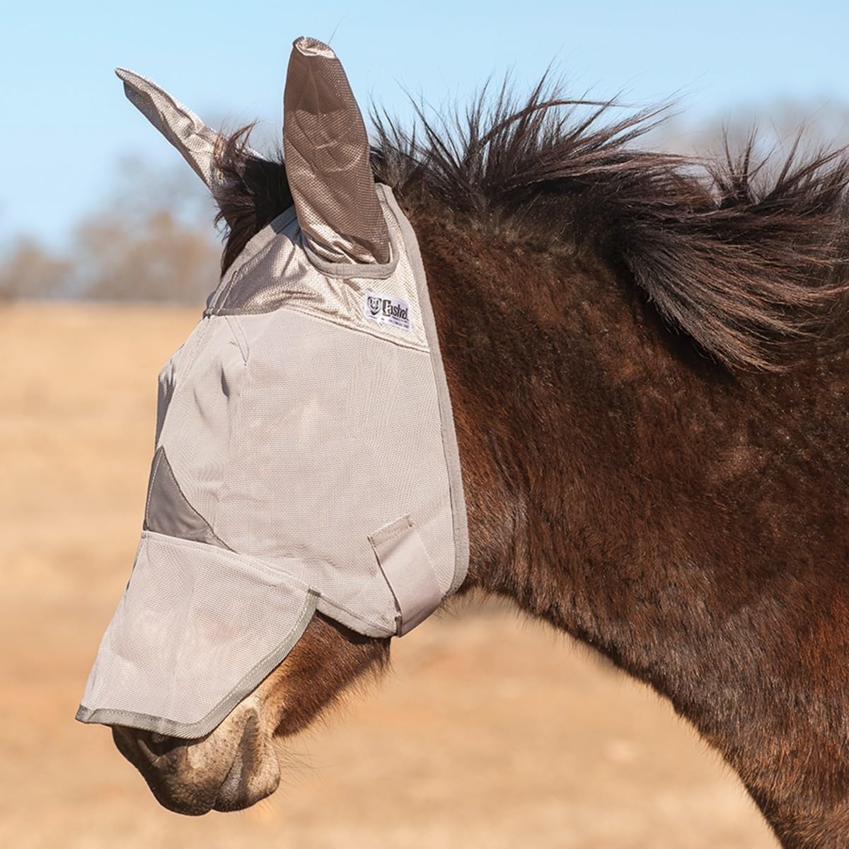 Cashel Crusader Mule Fly Mask, Long Nose with Ears (Grey, Mule Horse)