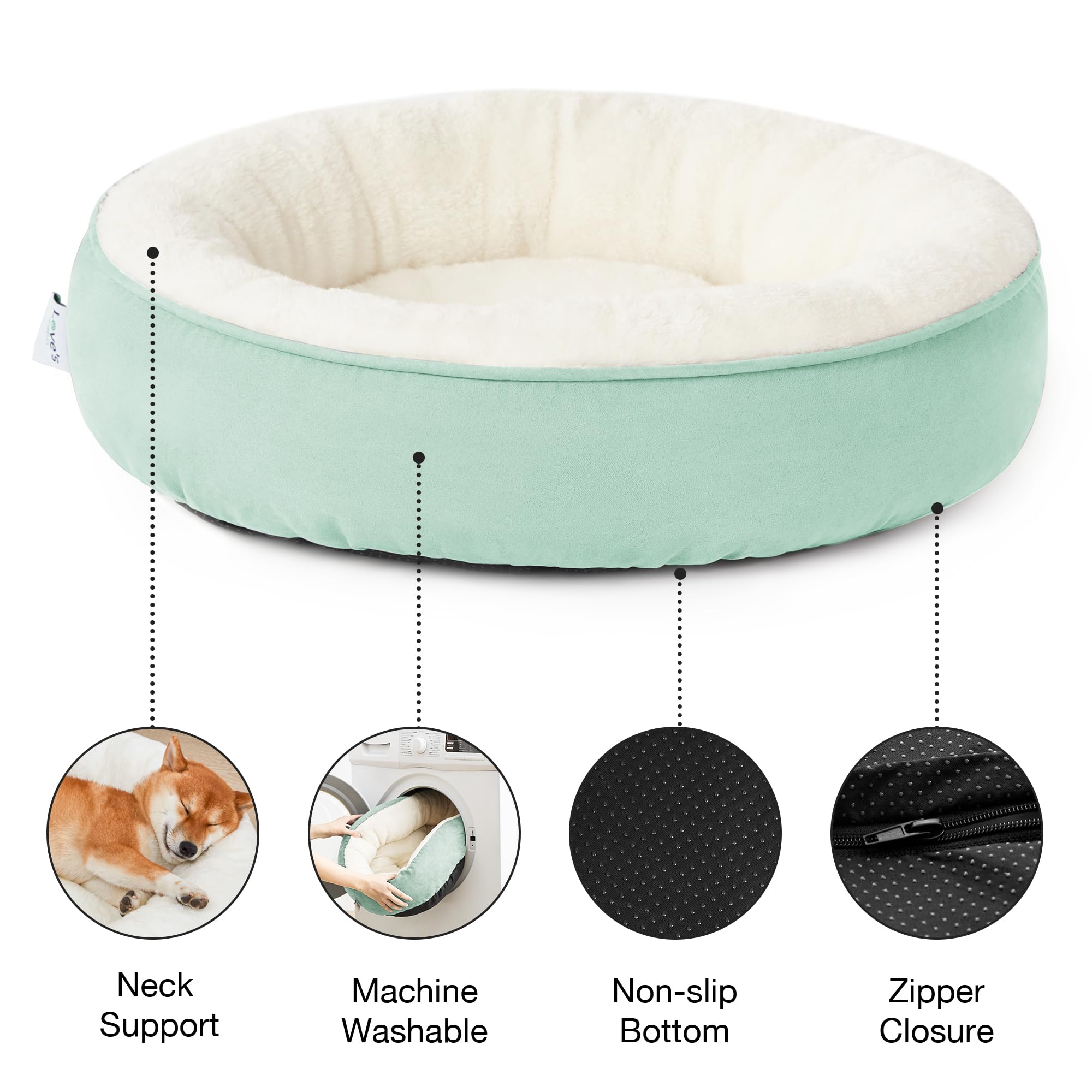 Love'S Cabin Round Donut Cat And Dog Cushion Bed, 25In Pet Bed For Small Or Medium Dogs, Anti-Slip & Water-Resistant Bottom, Sof