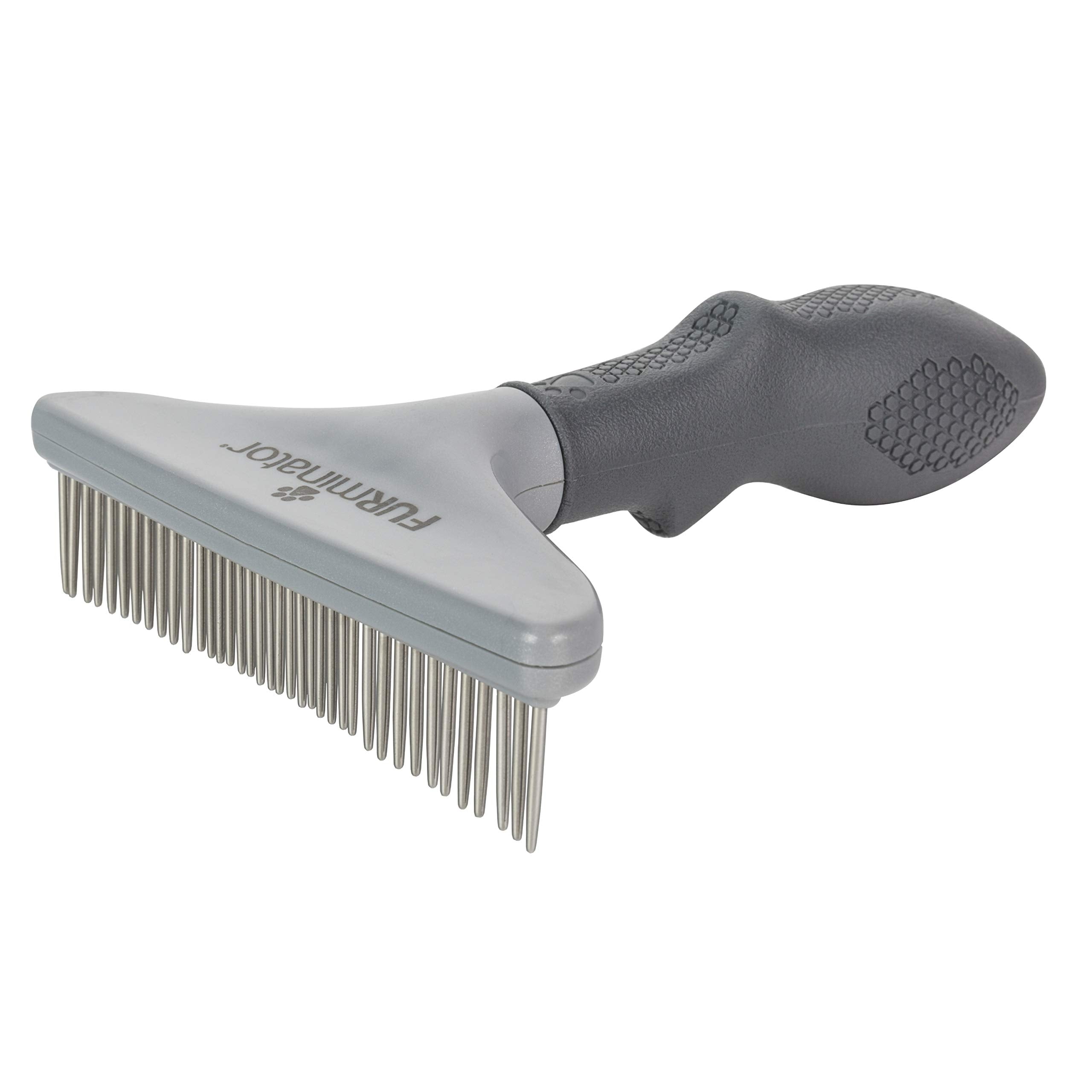 Furminator Dog/Cat Grooming Rake, Grooming Tool, Removes Loose Hair And Tangles, Gray