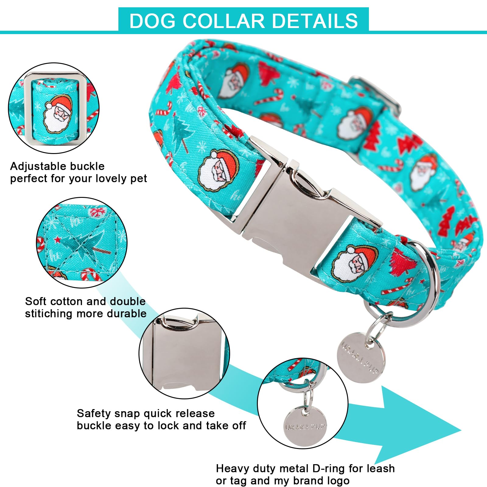 Up Urara Pup Christmas Dog Collar, Christmas Collar For Puppy Girl Boy Dog Or Cat, Holiday Dog Collar With Durable Metal Buckle,