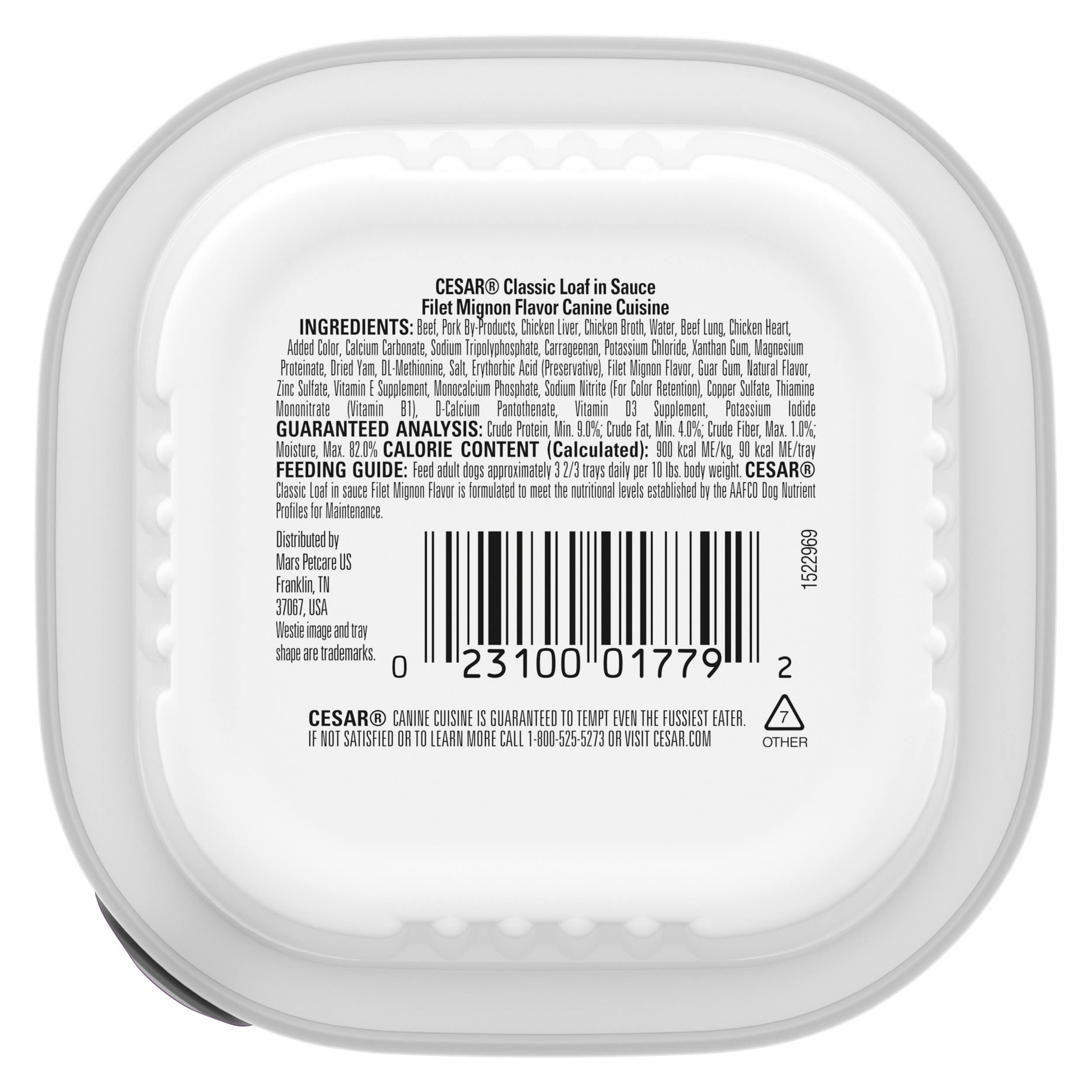 Cesar Wet Dog Food Classic Loaf in Sauce Filet Mignon Flavor, 3.5 oz. Easy Peel Trays (24 Count, Pack of 1)
