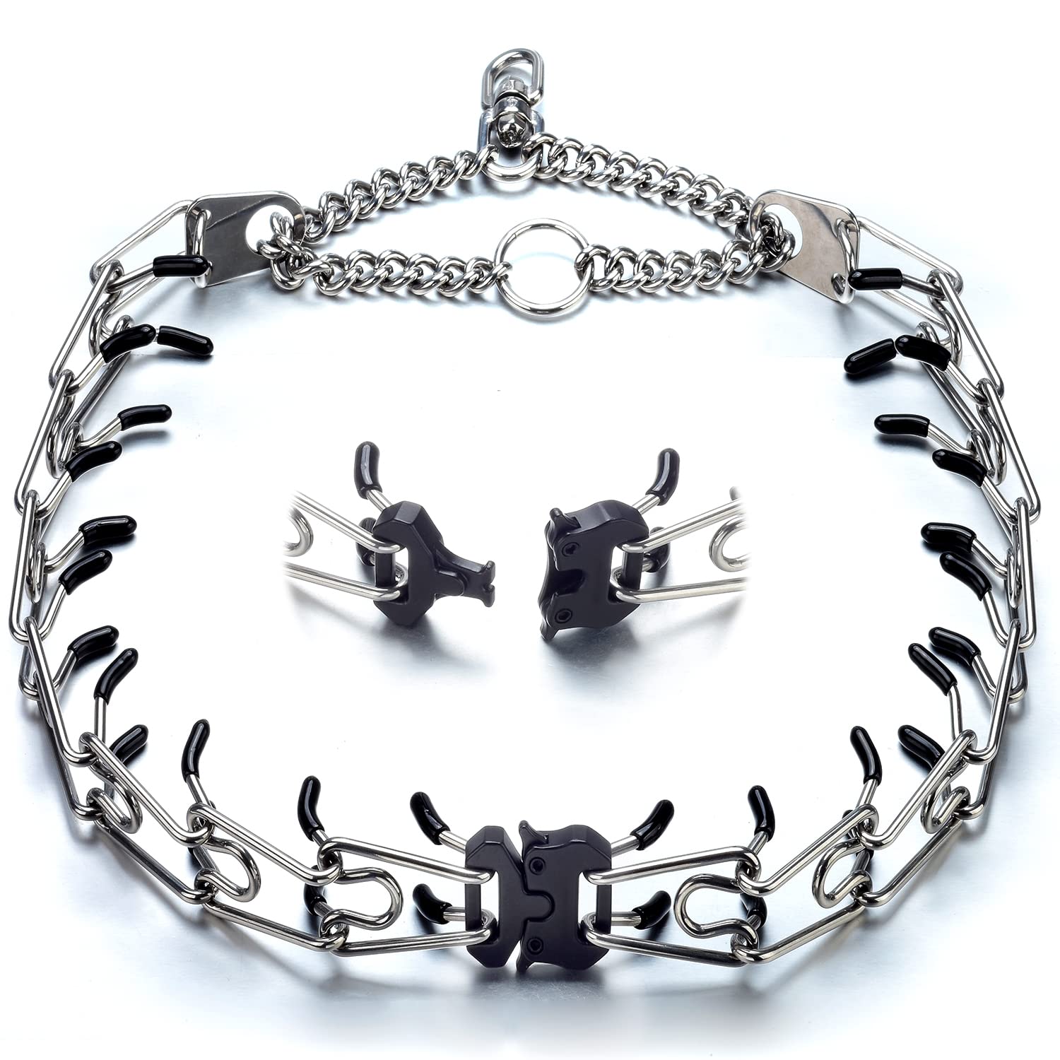 Fas Plus Dog Prong Collars, Prong Pinch Collar For Dogs With Quick Release Buckle No Pull Choke Collar Adjustable Stainless Stee