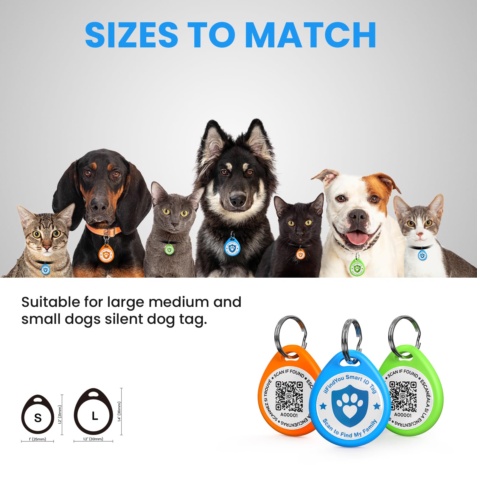 Cat Tracker Tags ilFindYou 3 Pack Cat Tags Personalized Small, QR Code Cat Name Tag for ...
