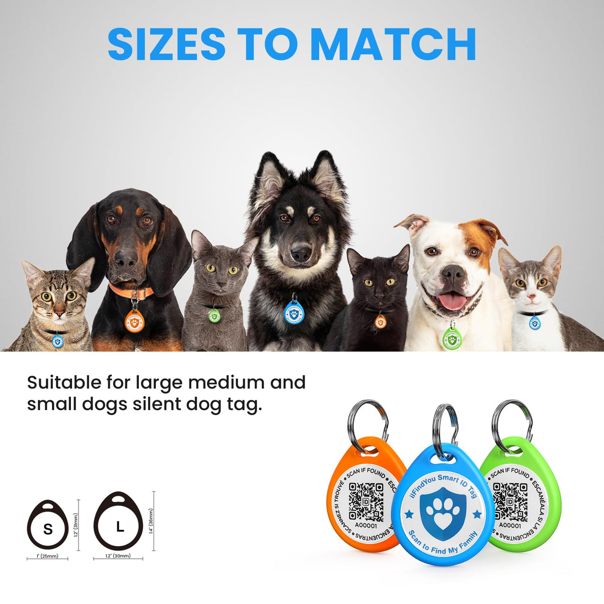 ilFindYou 3 Pack Cat Tags Personalized Small, QR Code Cat Name Tag for ...