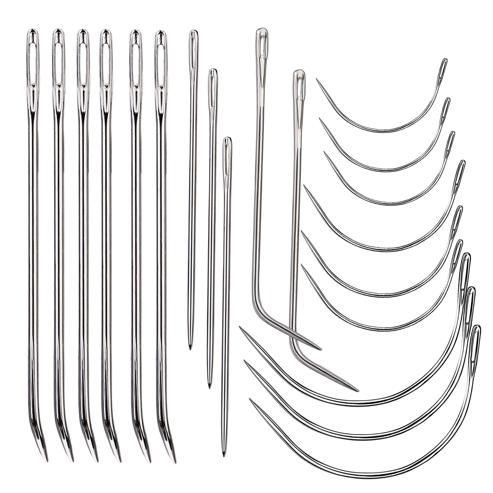 20 Pcs Leather Sewing Needles,Heavy Duty Sewing Needles Kit Include Curved Leather Needle,Sack Needle,Hand Sewing Needle,Leather