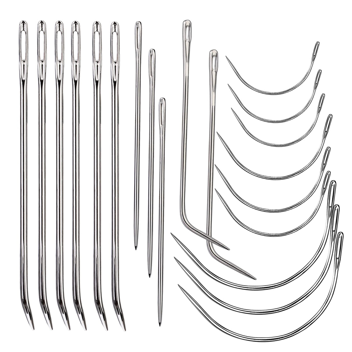 20 Pcs Leather Sewing Needles,Heavy Duty Sewing Needles Kit Include Curved Leather Needle,Sack Needle,Hand Sewing Needle,Leather