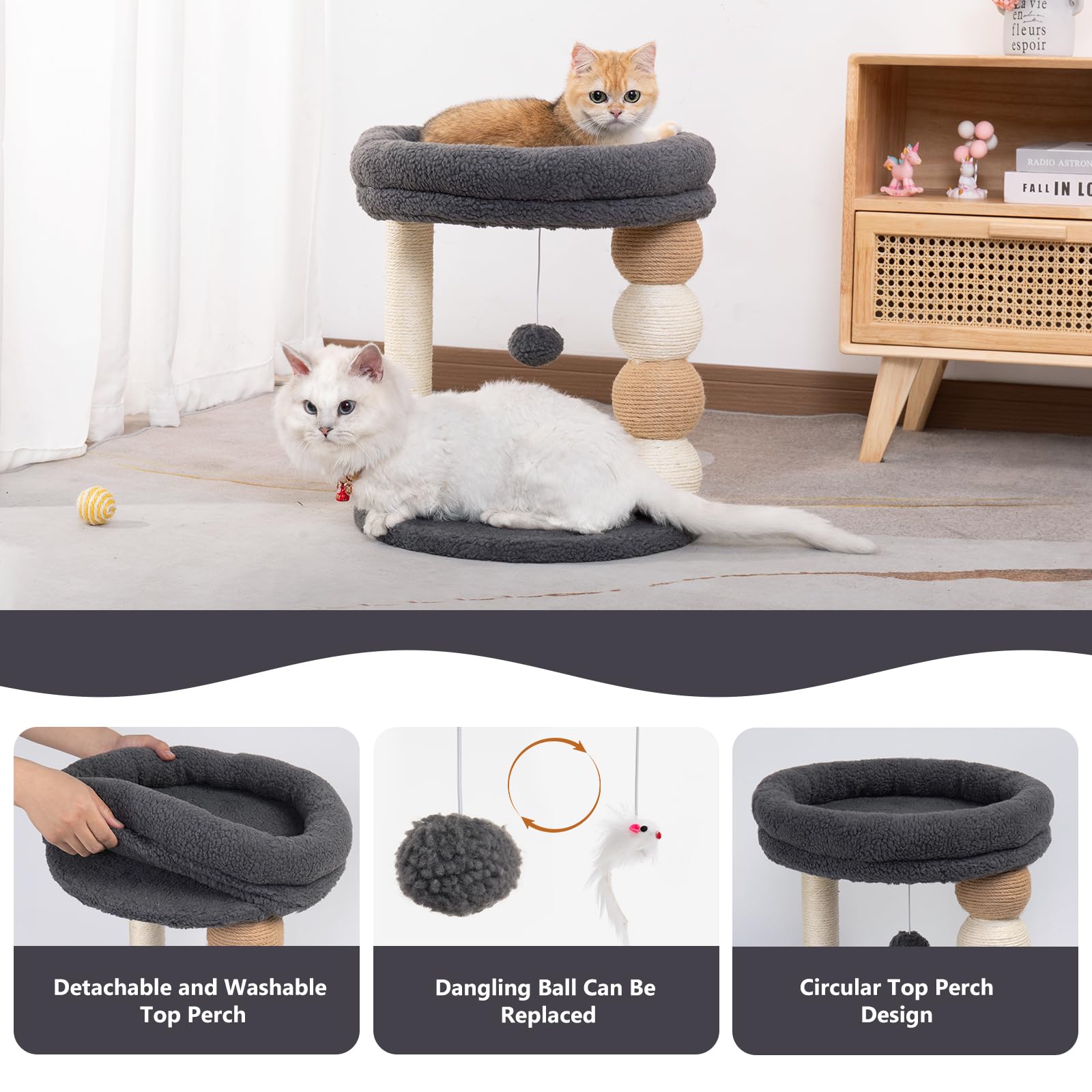 Pawpalace Small Cat Tree For Indoor Cats With Large Cozy Plush Top Perch, Natural Sisal Scratching Posts For Kittens And Cats