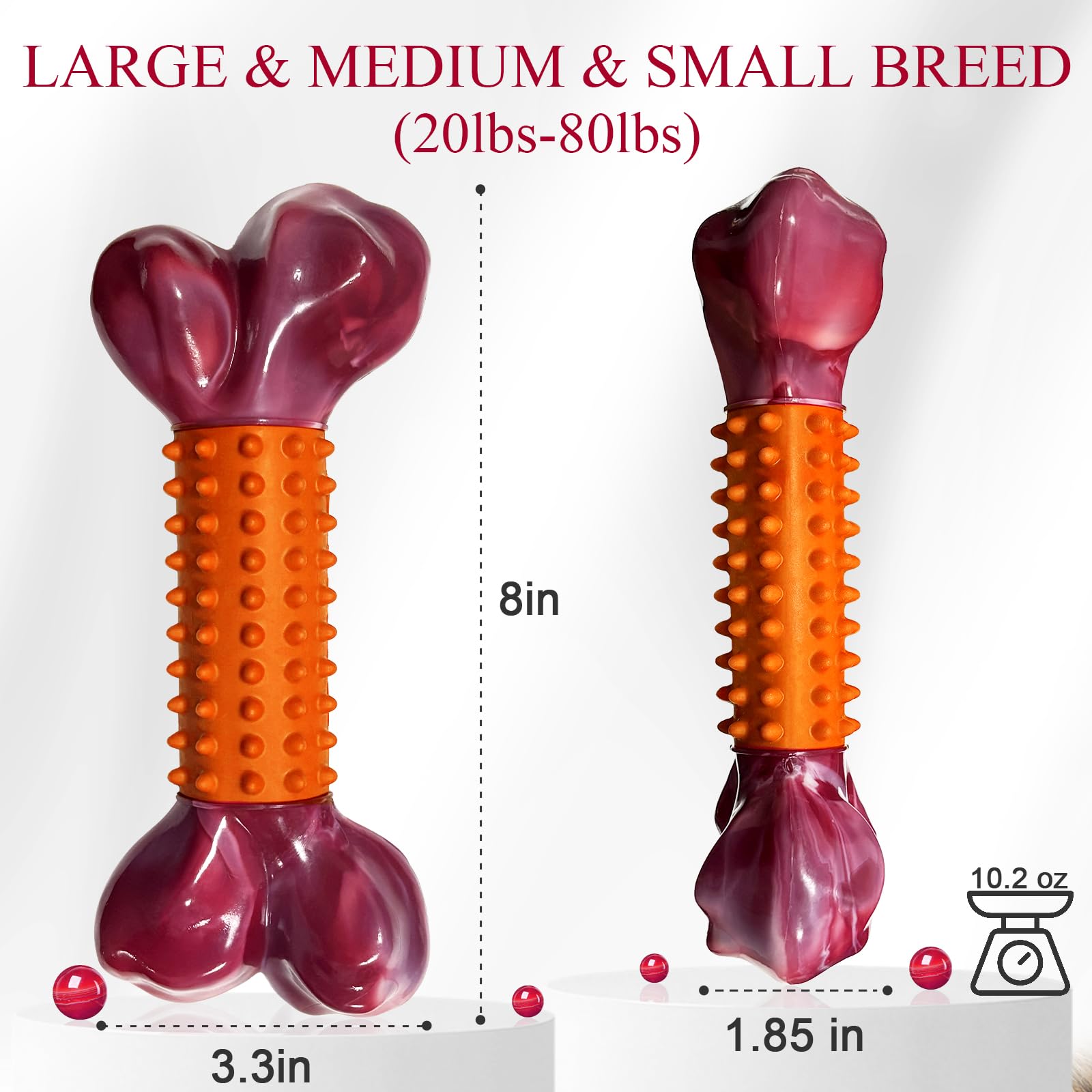 Apasiri Dog Toys for Aggressive Chewers Peanut Butter Flavored: 3-Pack Dog Bones for Large Dogs, 8 Chew Toys Long-Lasting, Tough