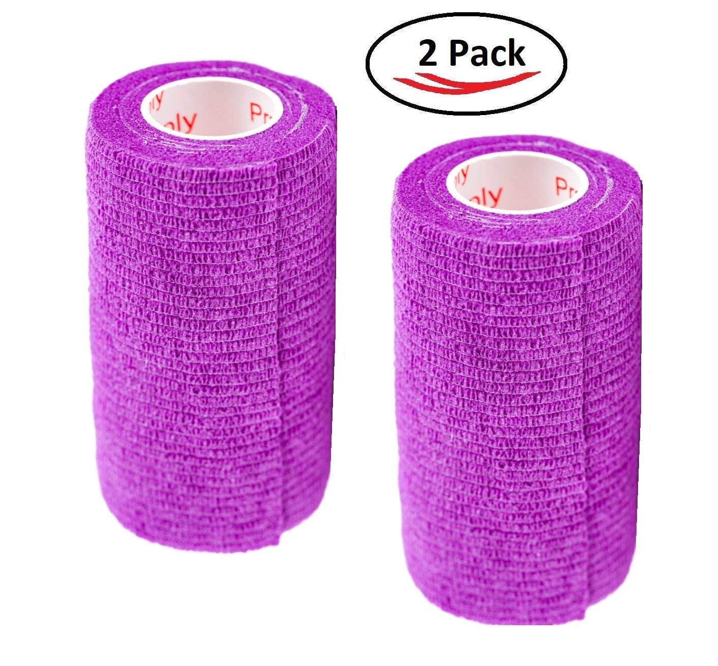 Vet Wrap Tape (Purple) (2 Pack) (4 Inch x 15 feet) Self Adhesive Adherent Adhering Cohesive Flex Self Stick Bandage Grip Roll Do