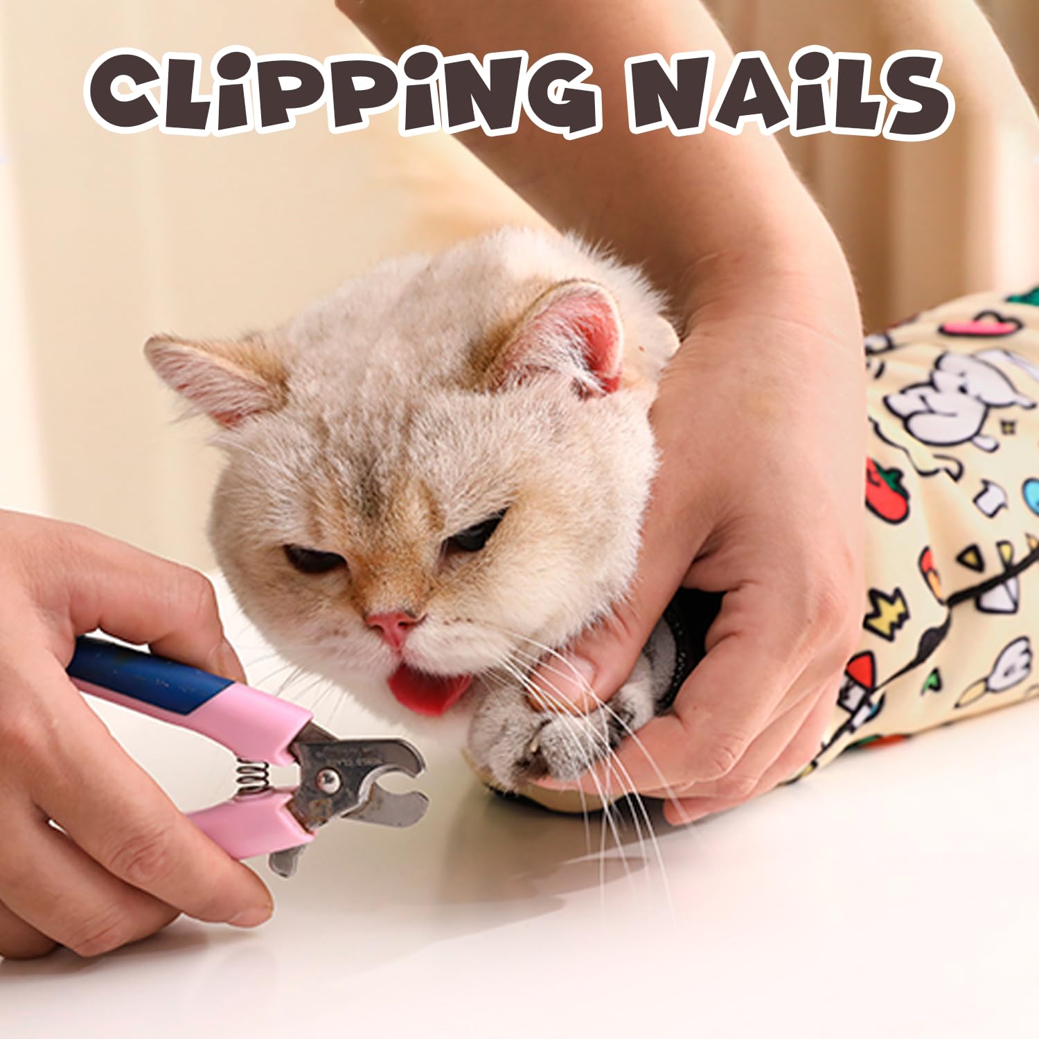 Cat Grooming Wrap, Self-Adherent Soft Cat Blanket To Wrap, Nail Clipping, Anti-Bite, Anti-Scratch, Anti-Escape Calming Wrap (Cut