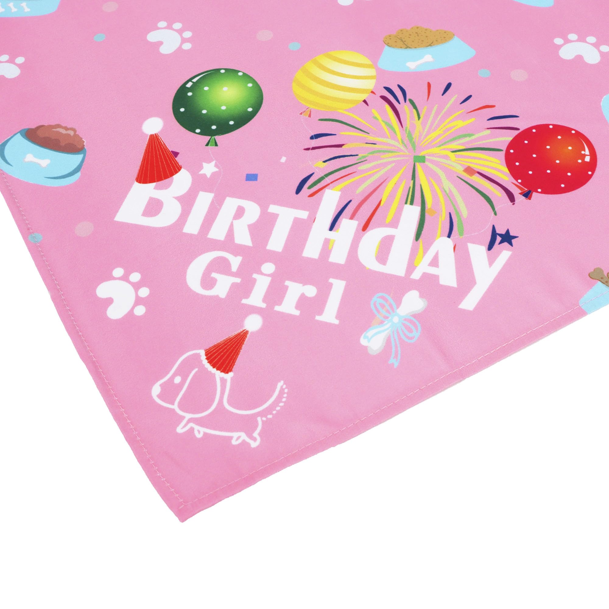 ADOGGYGO Dog Bandana Hat Set for Birthday Party Supply, Boy Girl Puppy Birthday Scarf for Small Dog (Small, Pink)