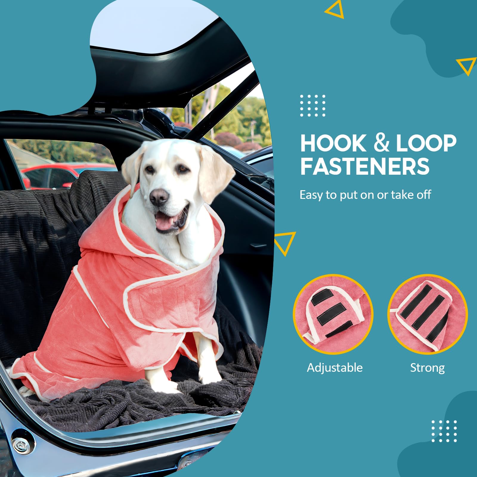 Avont Dog Bathrobe - Super Absorbent Pet Drying Towel Bath Robes After Bath Shower Swim Wet Walk For Puppies -Pink(S)