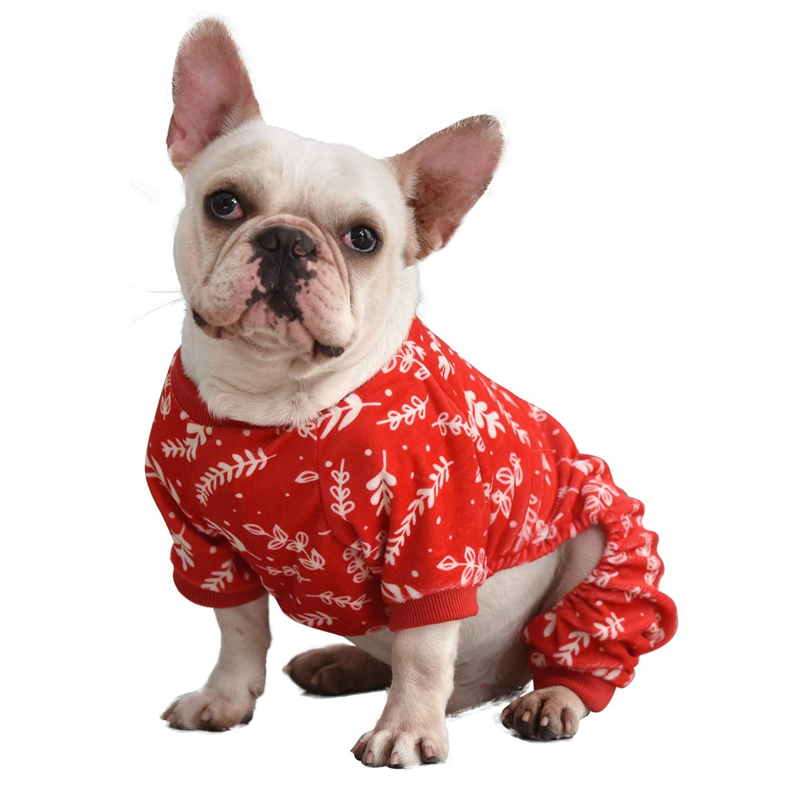 Cutebone Soft & Stretchy Christmas Dog Pajamas - Cozy Pet Jammies Breathable Jumpsuit For Small Dogs - All-Season Comfy Outfit E