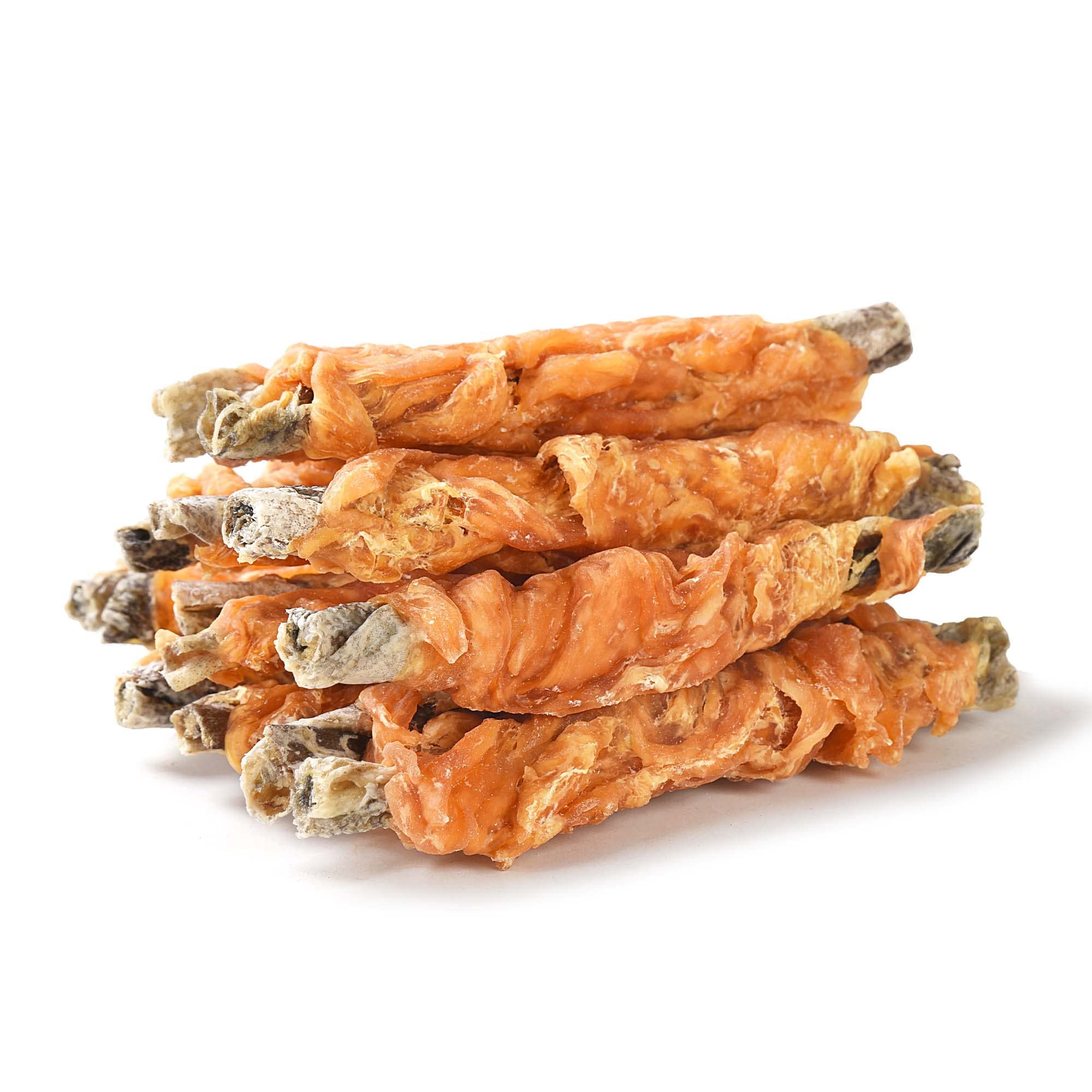 Pawmate Dog Treats Chicken Wrapped Cod Fish Skin Sticks, Healthy High Protein Omega3 Cod Twist Dog Chews Real Chicken Wrap Teeth