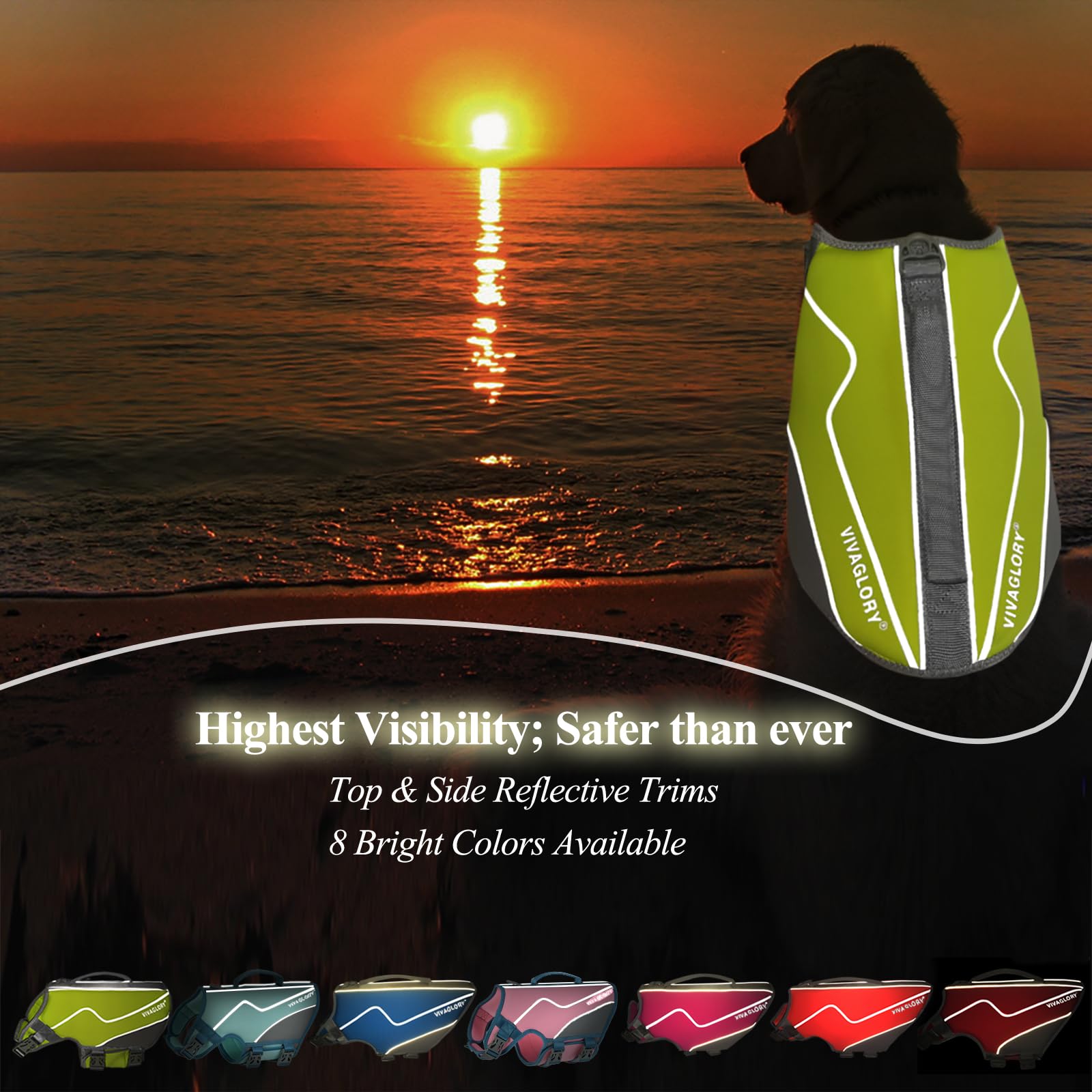 Vivaglory Neoprene Dog Life Jacket Dog Life Vest For Boating Hunting & Swimming, Lightweight With Leash Ring, M, Bright Yellow