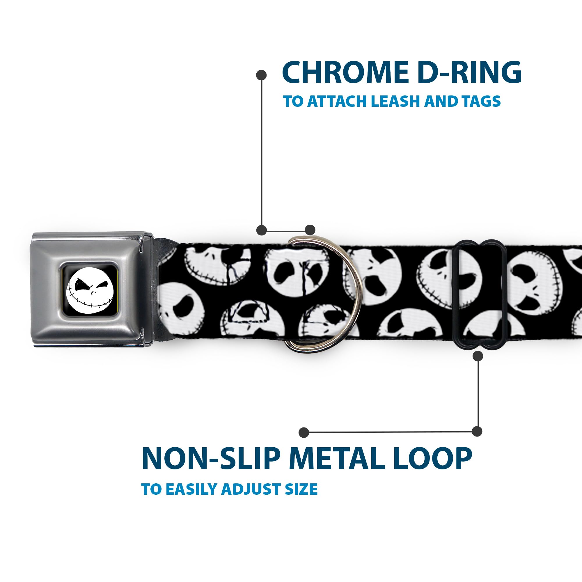 Buckle-Down Seatbelt Buckle Dog Collar - Nbc Jack Expressions Scattered Black/White - 1.5' Wide - Fits 16-23' Neck - Medium