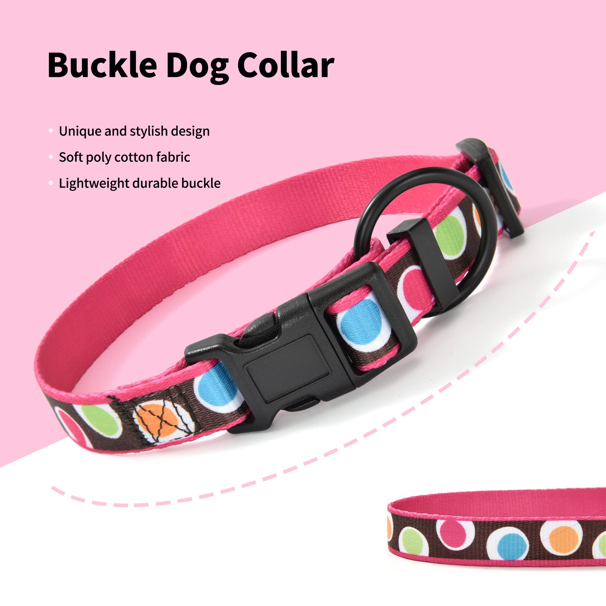 Mile High Life Dog Collar | Nylon Puppy Collars W Cute Patterns | Lightweight Girl Dog Collar | Boy Dog Collar For Small/Medium/Large Dogs (Brown Dot, Large)