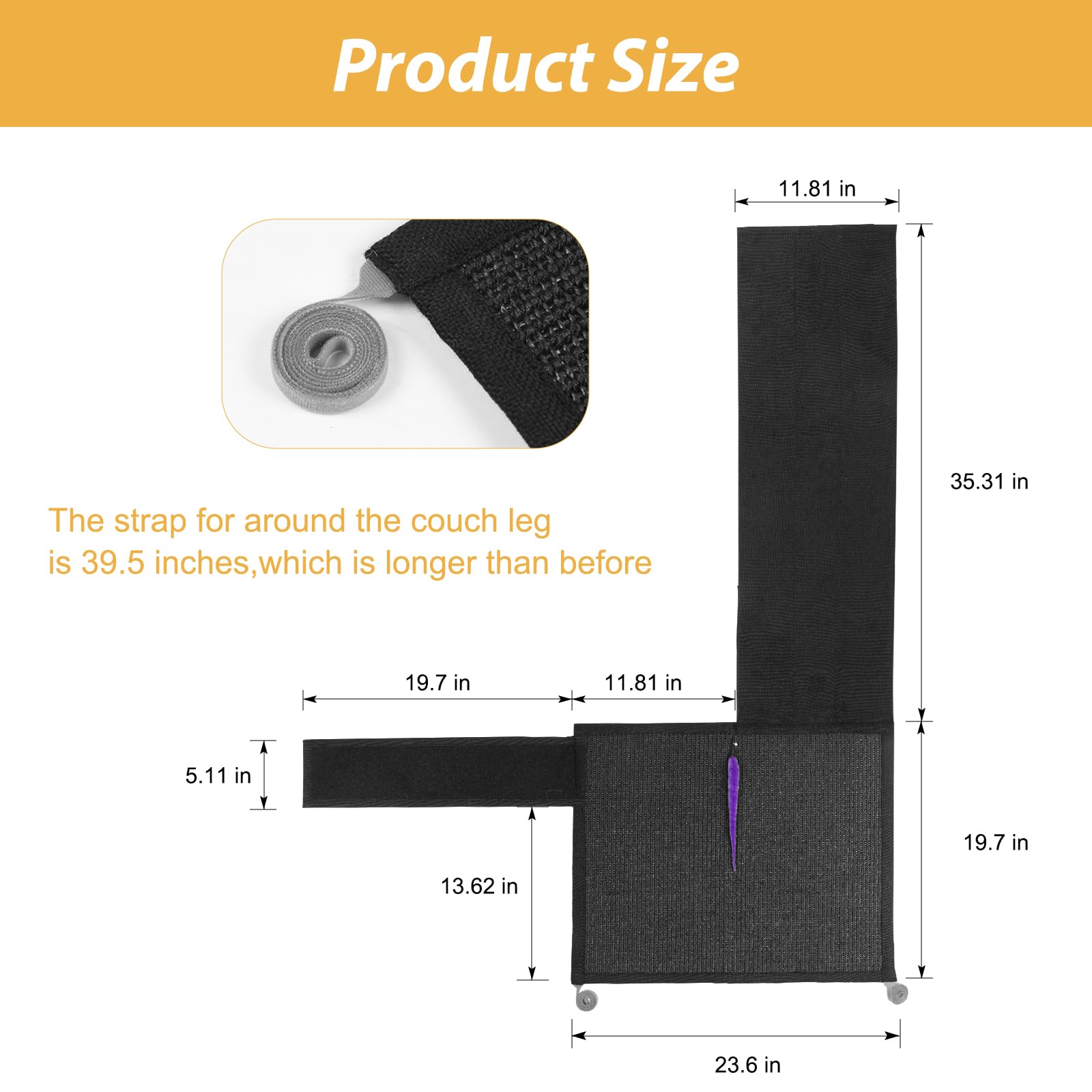 Cat Scratch Couch Protector, Sofa Armrest Cover With Sisal Mat And Toy For Small Indoor Cats (Left Hand)